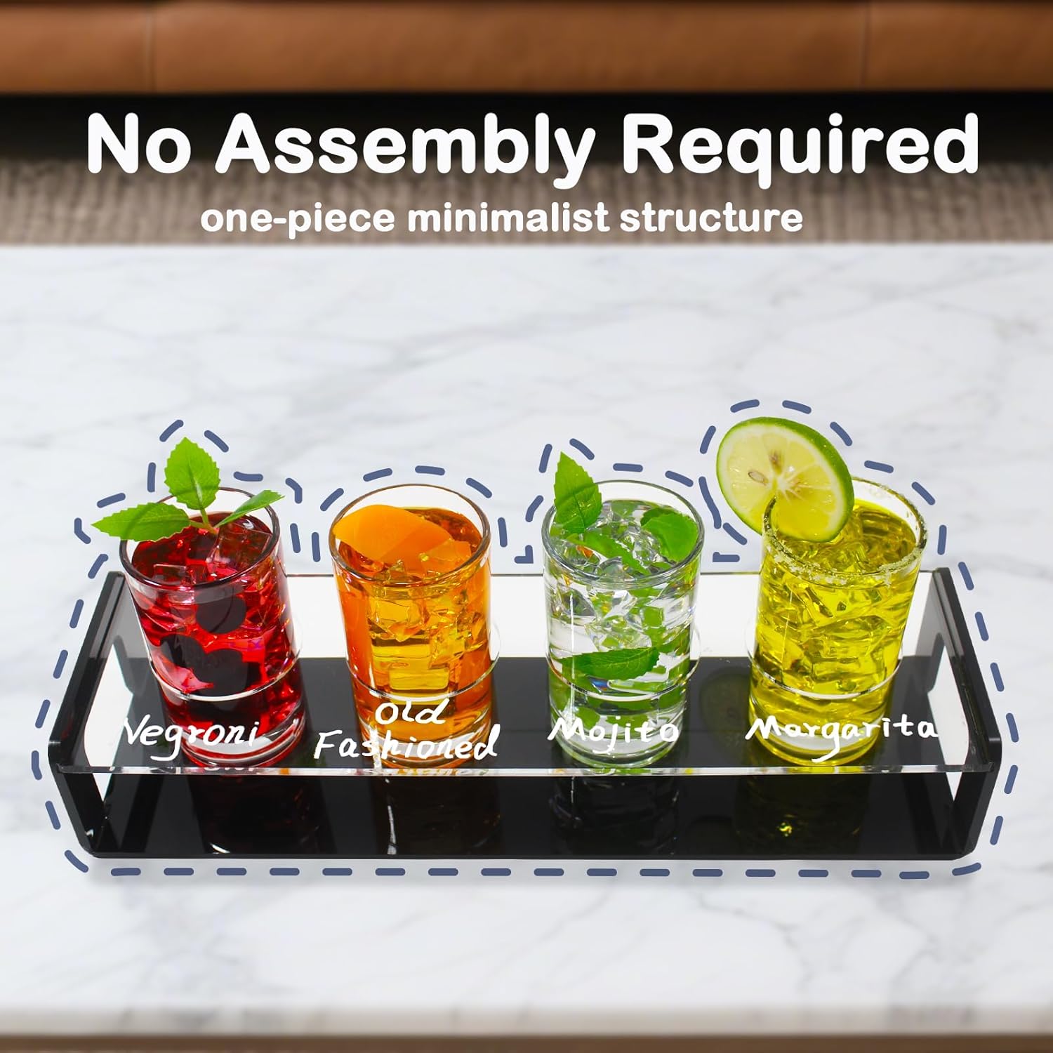 Acrylic Drink Flight Boards with Glasses, Easy Clean Drink Flight Tray Set, Mimosa Flight Boards, Writable Drink Flight Holder Beer Flight Boards for Hosting Essentials Bartender Accessories