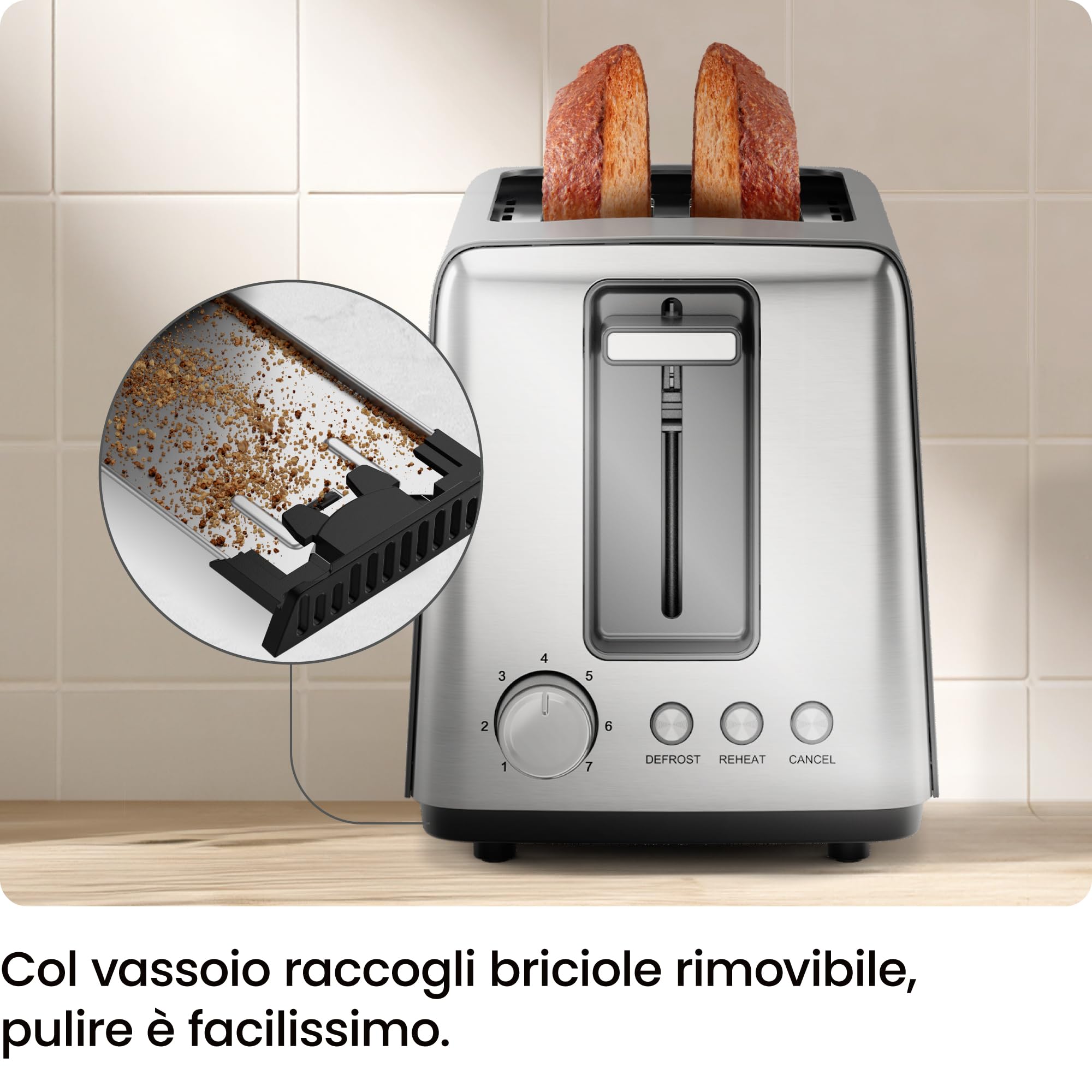 Tostapane Chefman a 2 strati, 7 gradazioni, 3 modalità di cottura, vassoio raccoglibriciole rimovibile, tostapane per toast farciti e bagel, scongelamento, annullamento, perfetto per dolci – Nero