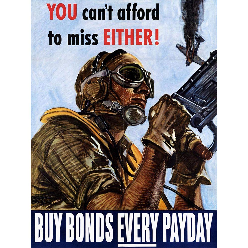 Wee Blue Coo War Wwii USA Bond Payday Gunner Plane Art Print Poster Wall Decor 12X16 Inch