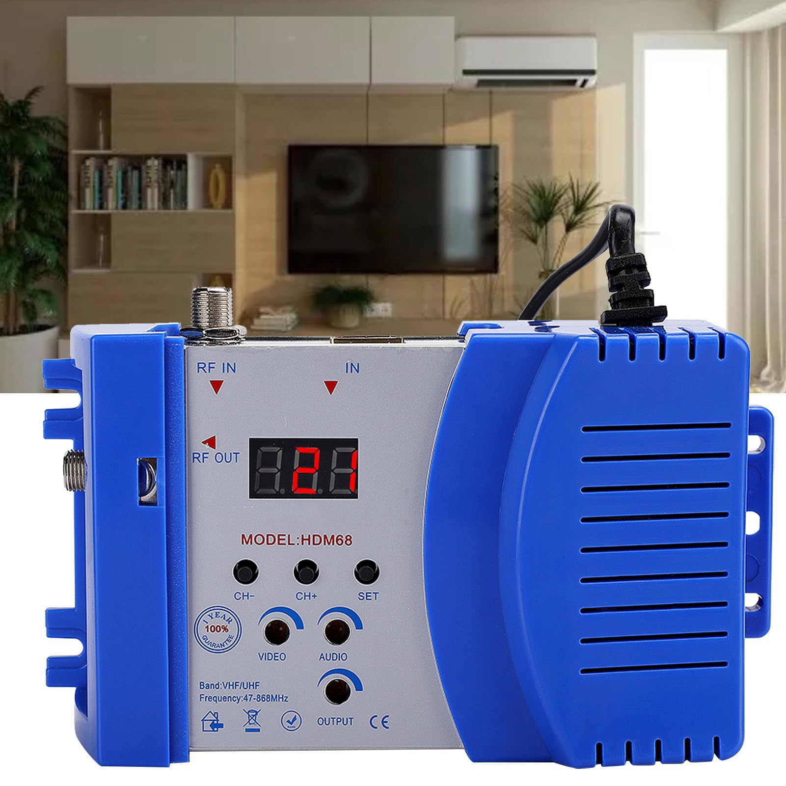 Modulador HD, HDM68 Analog HDMI RF VHF/UHF Modulador de Accesorios de Computadora de Frecuencia, 47-868MHz