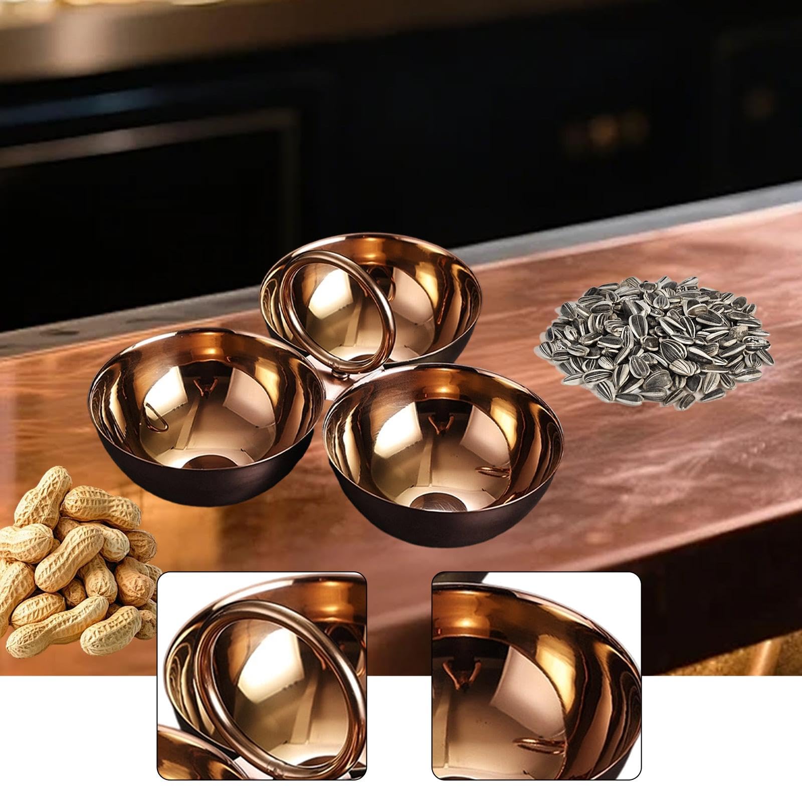 Snackschalen Edelstahl Obstschalen Geteilte Schalen für Snacks Und Vorspeisen mit Langlebigem Material Und Modernem Design für Zuhause Party Bar Resta, Roségold