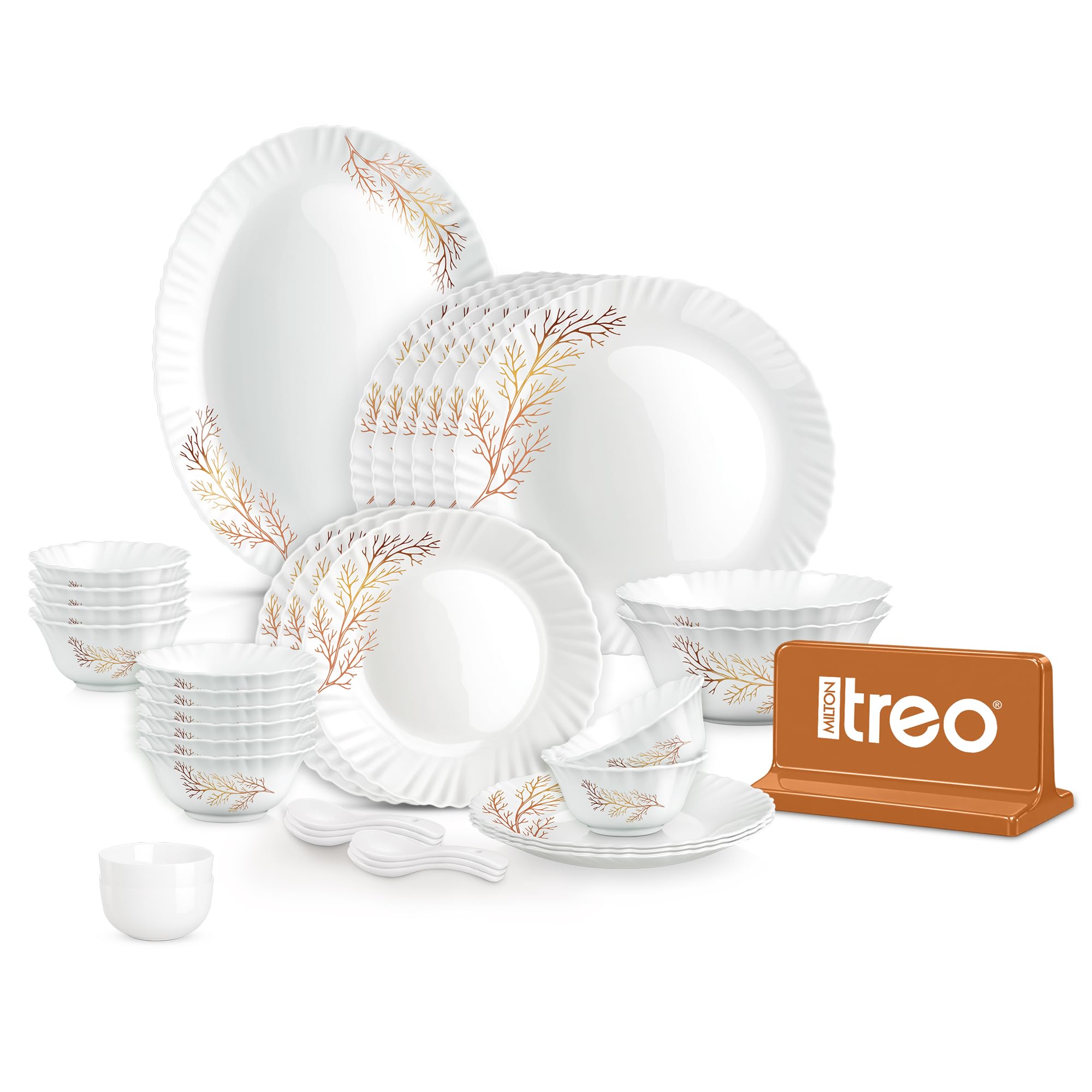 Treo Milton Opalware Dinner Set - 35 Piece, Dishwasher Safe -13