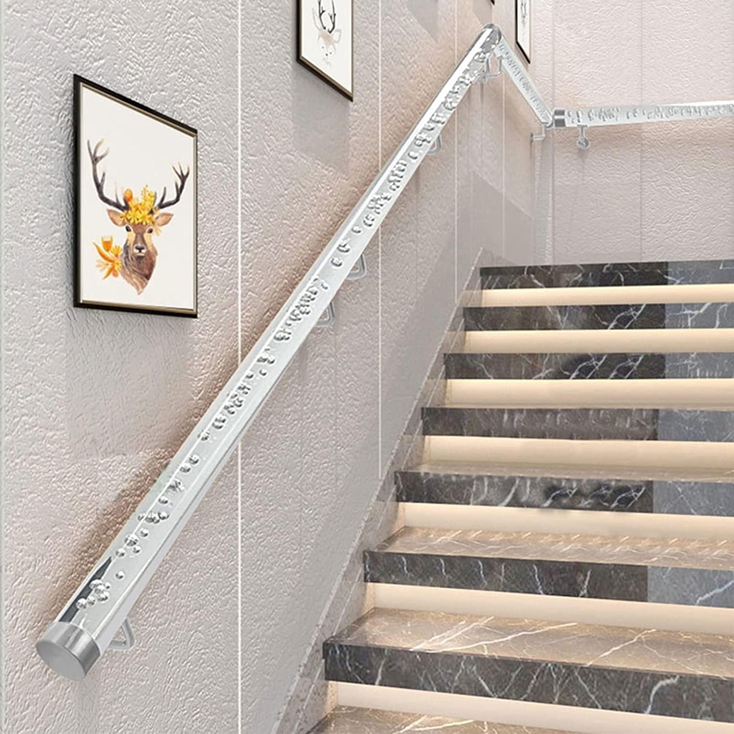 Customizable 1.6ft to 20ft Transparent Acrylic Staircase Handrail - Sturdy Safety Rail for Indoor & Outdoor Use(60cm)