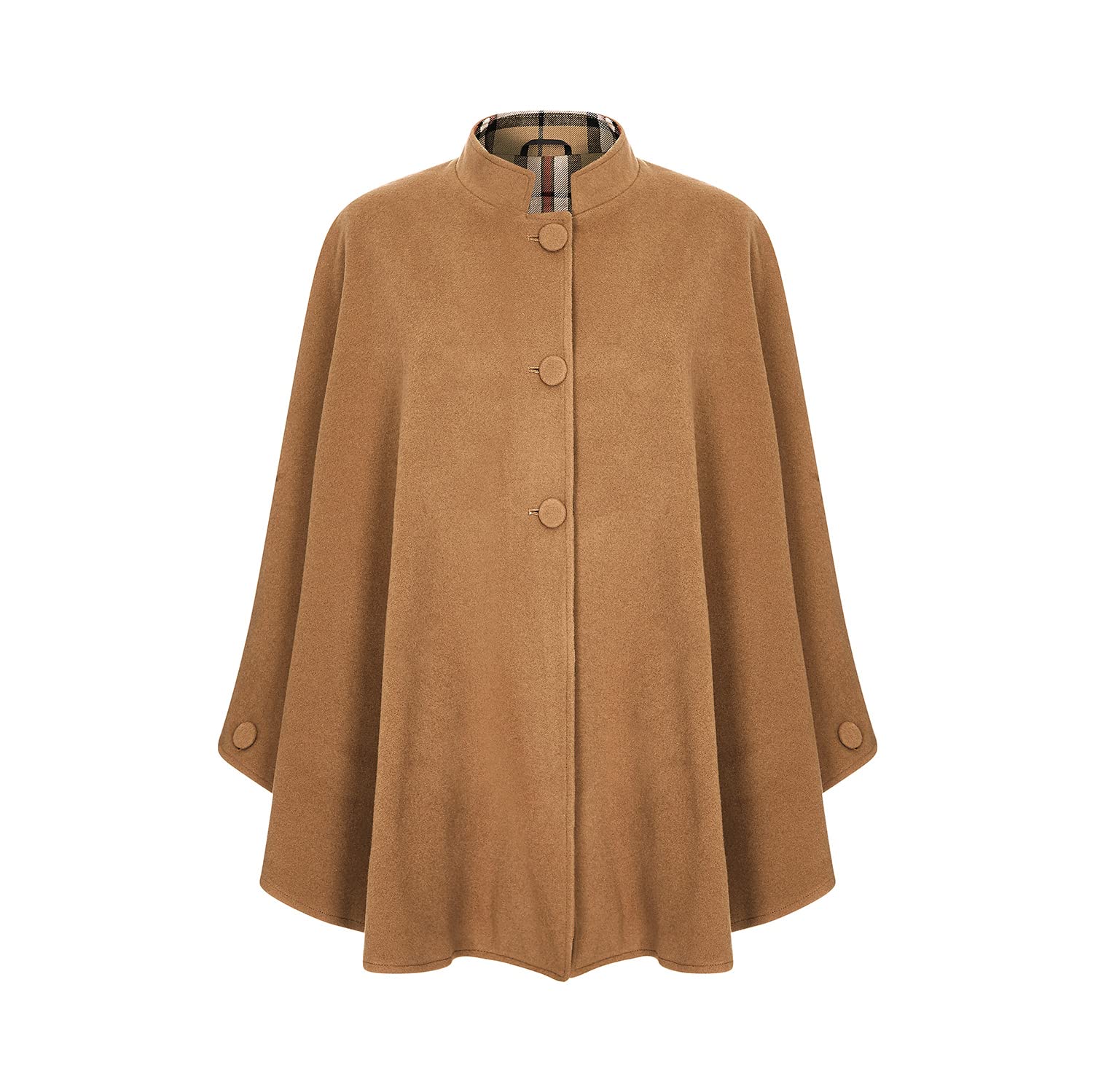 Oxfords Cashmere Tartan Trim Cape (Camel Thomson Style2)