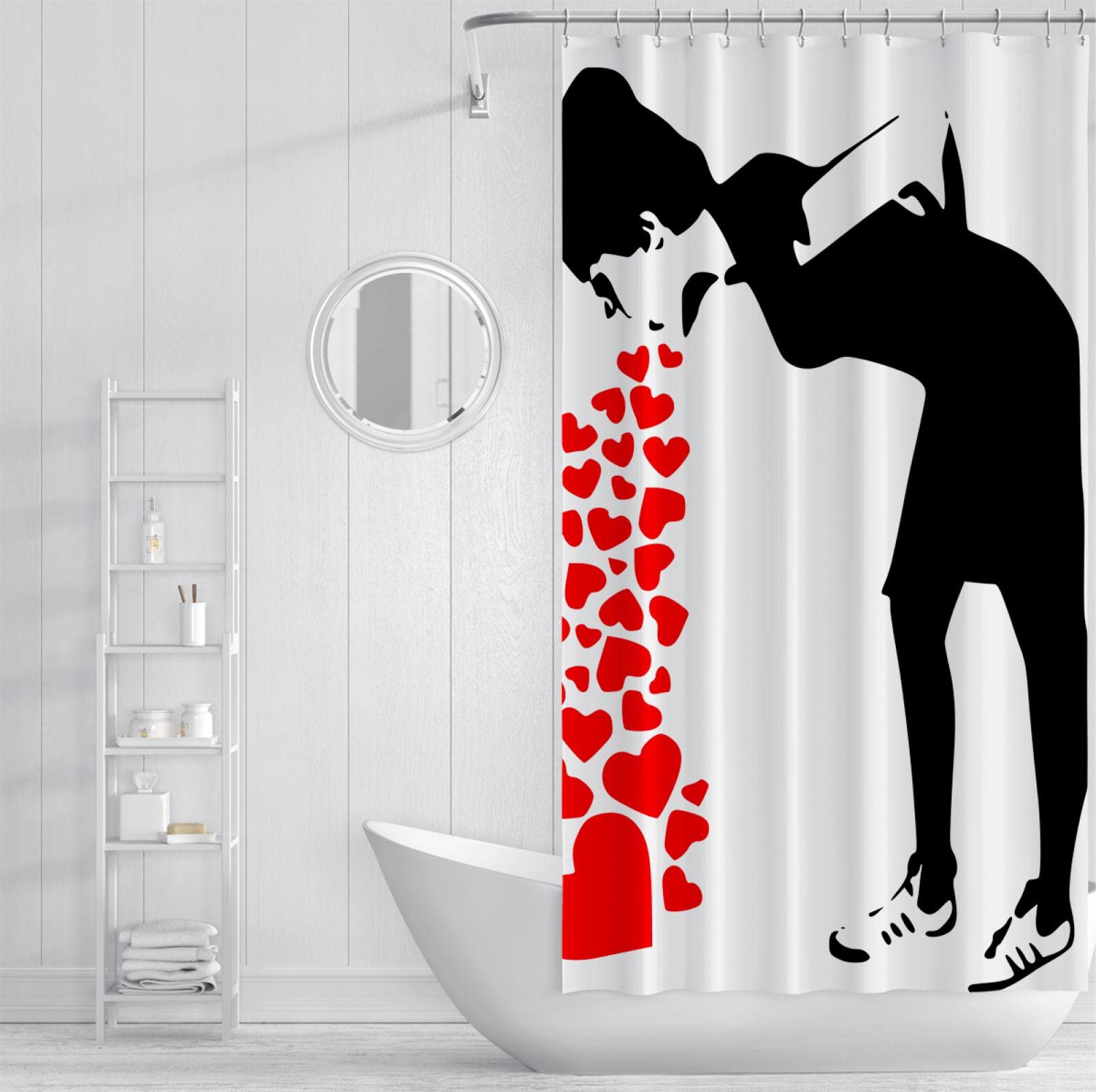Dipinti famosi stampati sulla Tende della doccia Donna sputare amore cuore design Tende da doccia per bagno con 12 ganci Durevole 200x200 cm