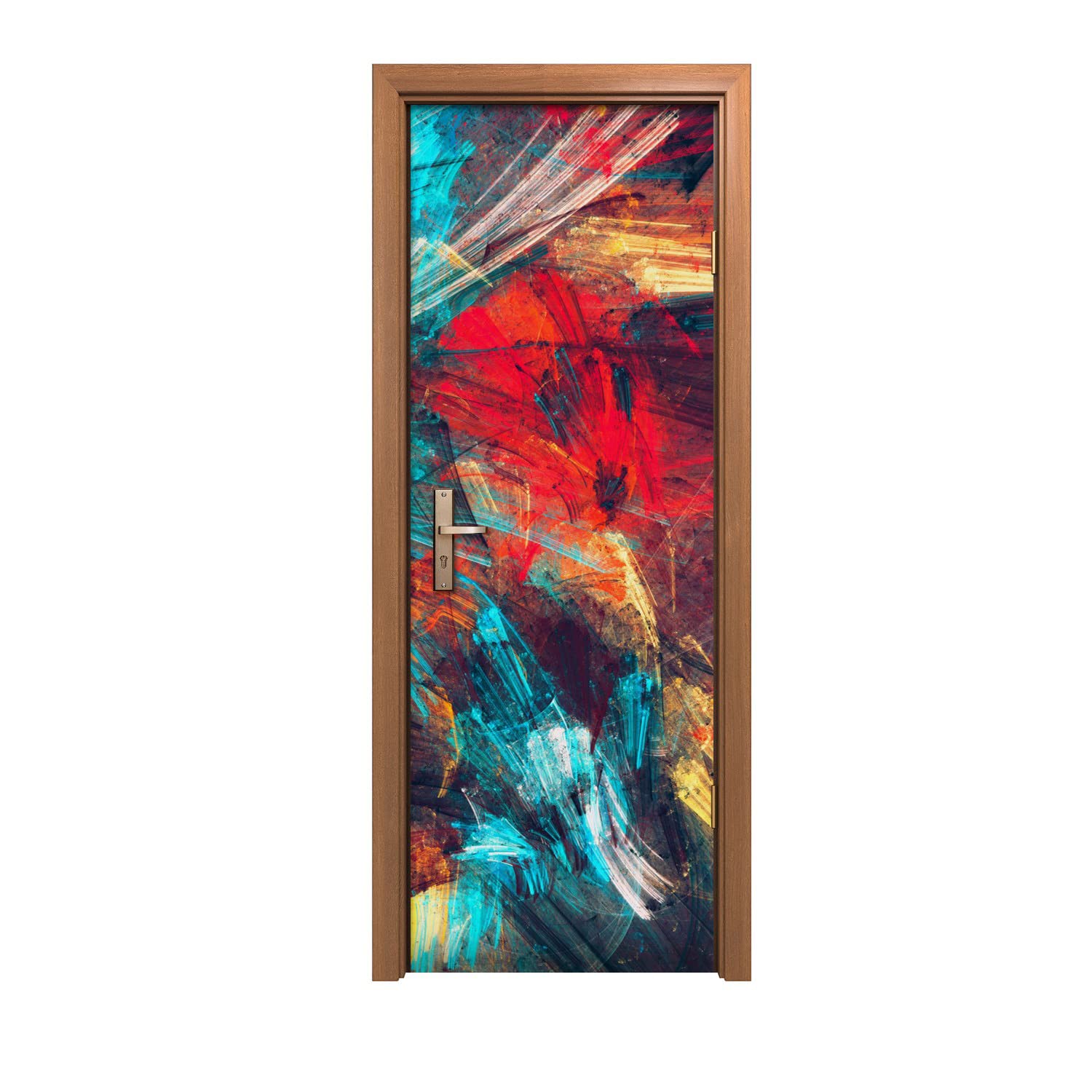 Autocollant de porte 70x200cm Coloray avec motif de lumières colorées pour mur