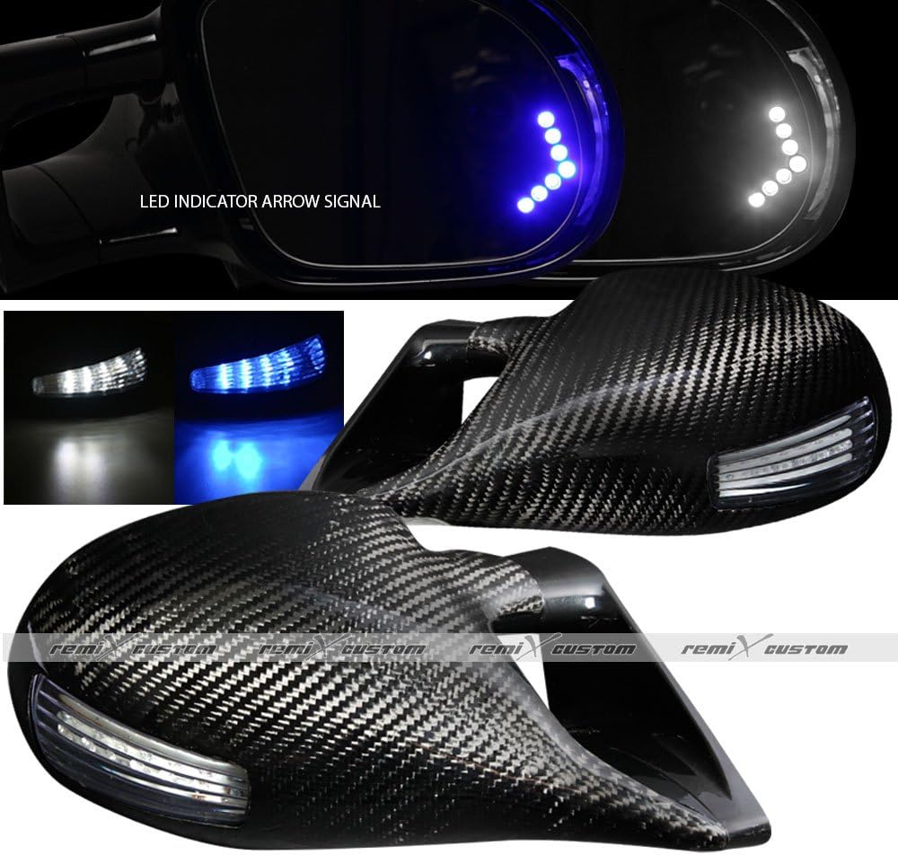 M-3 Style LED Signal Power Carbon Fiber Side Mirrors Compatible with 2001-2005 Lexus IS300