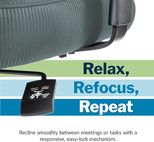 Miniatura 7 de Vari Silla de base, silla ergonómica de escritorio para oficina en casa + altura ajustable, inclinación y reposabrazos, malla transpirable, soporte