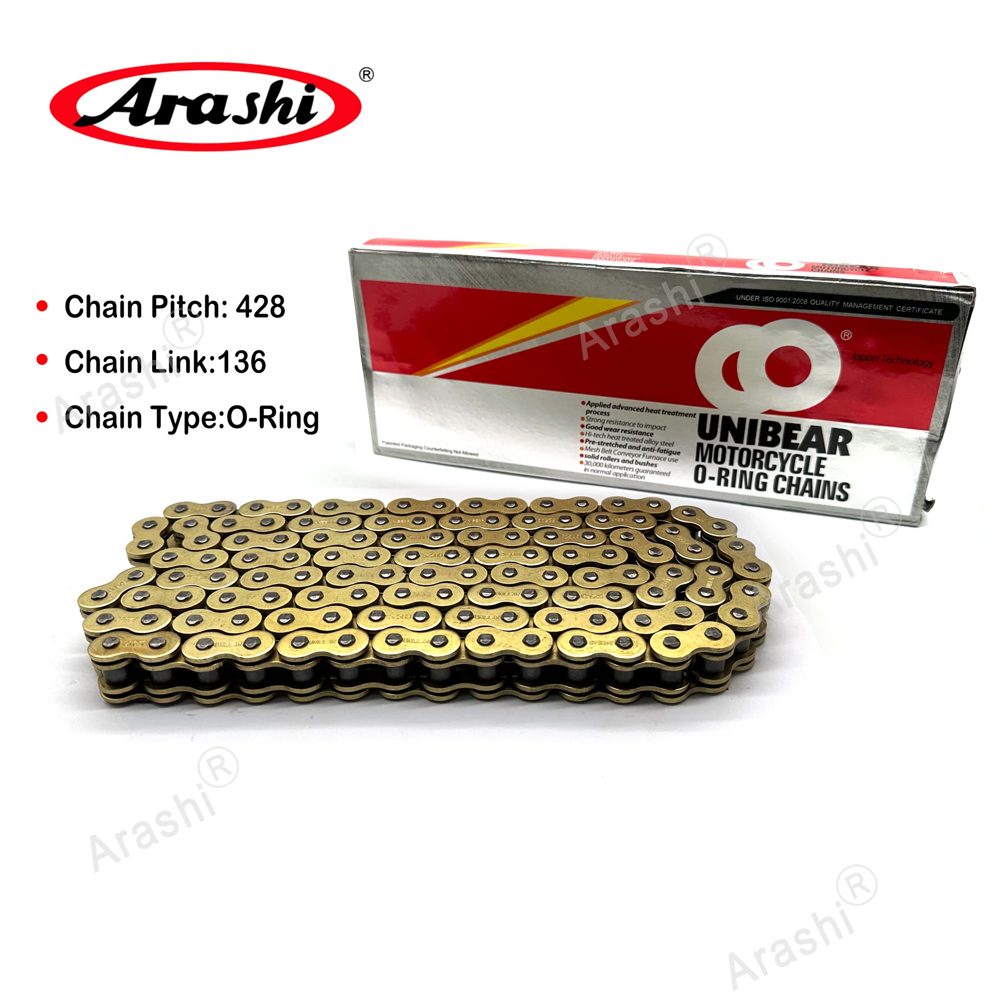 Amazon.com: Arashi 428 O-Ring Drive Chain 136 Links with