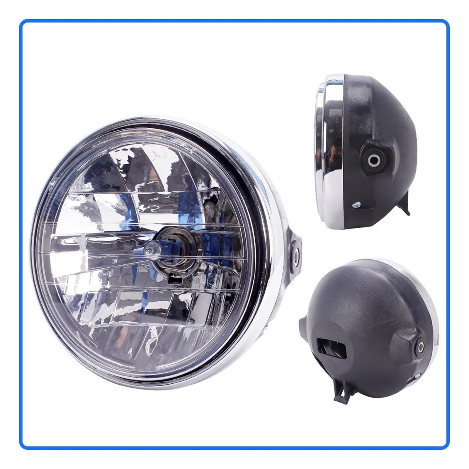 Faros Delantero 7 "35 W 12 V LED Redondo Universal Faro Motocicleta Bombilla H4 Lente Transparente 7,8" Lámpara De Cabeza Corriente Faro(1)