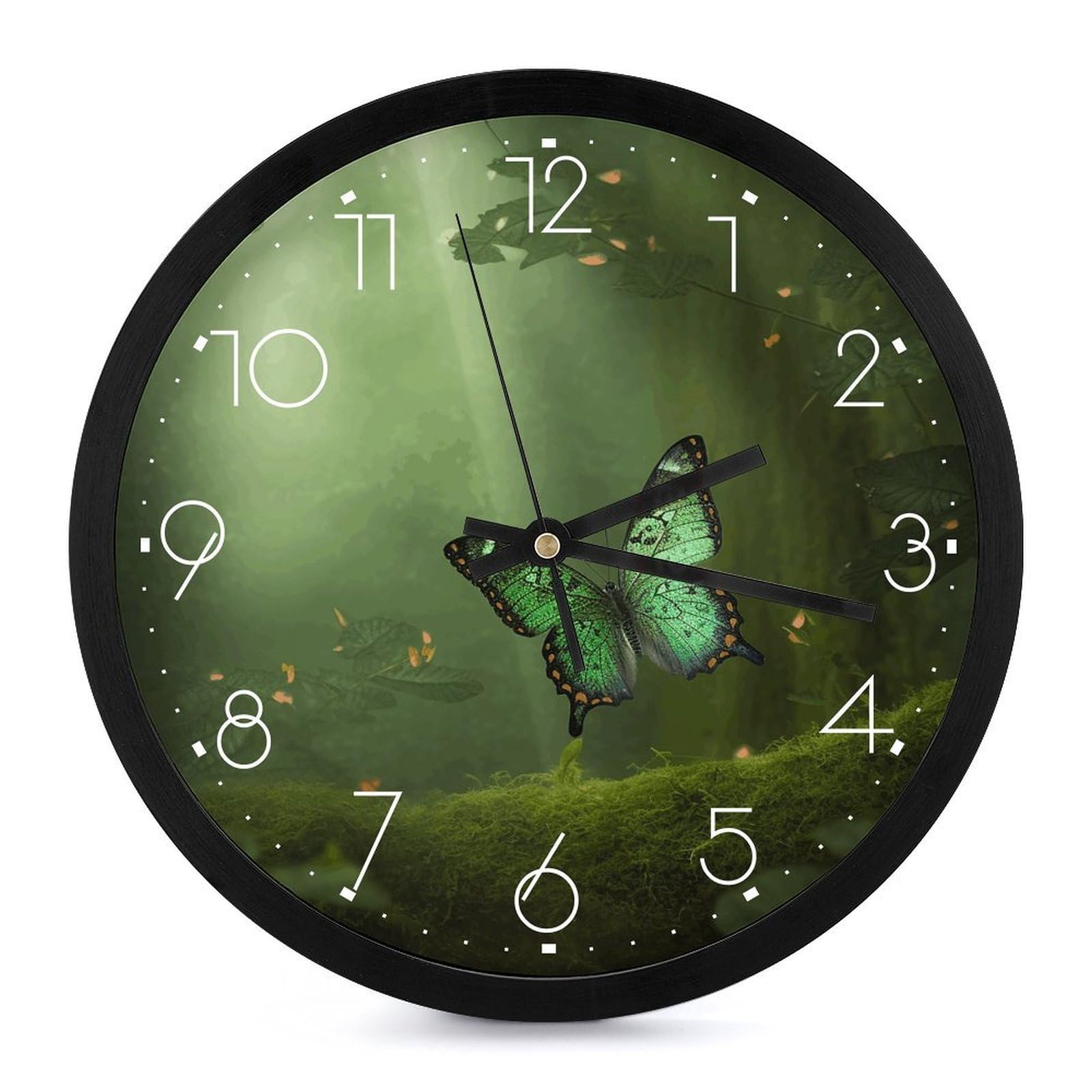 Horloge murale moderne papillon vert 25 cm pour salon
