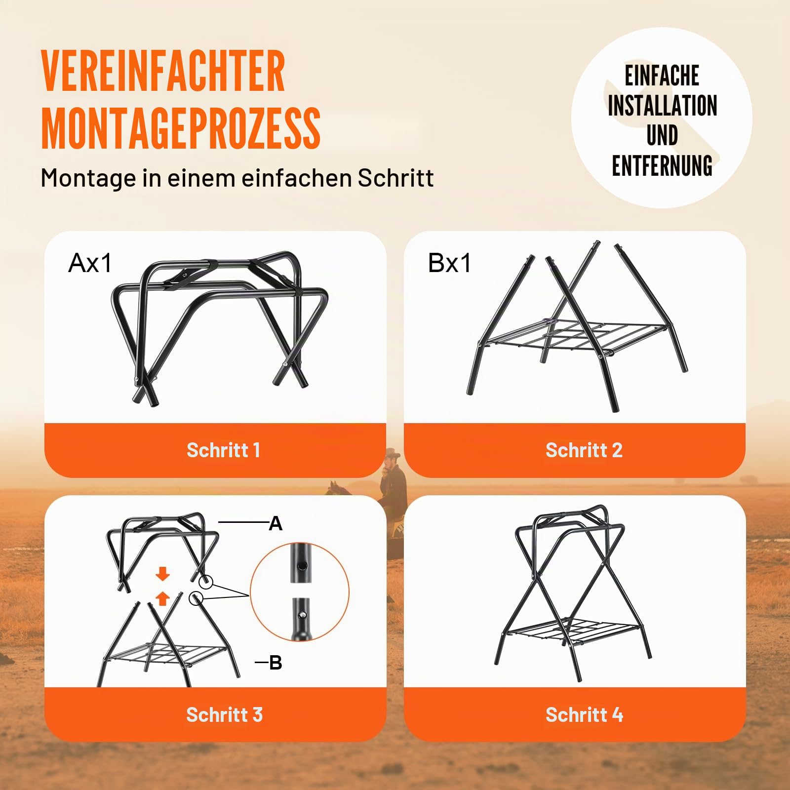 VEVOR Klappbarer Sattelhalter, Pferdesattelständer bis 60 kg, Stahl, schwarz
