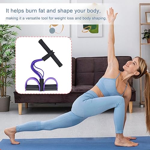 Miniatura 6 de Banda de resistencia para pies, banda elástica de resistencia de ejercicio de 6 tubos, entrenamiento de estiramiento de yoga para principiantes,