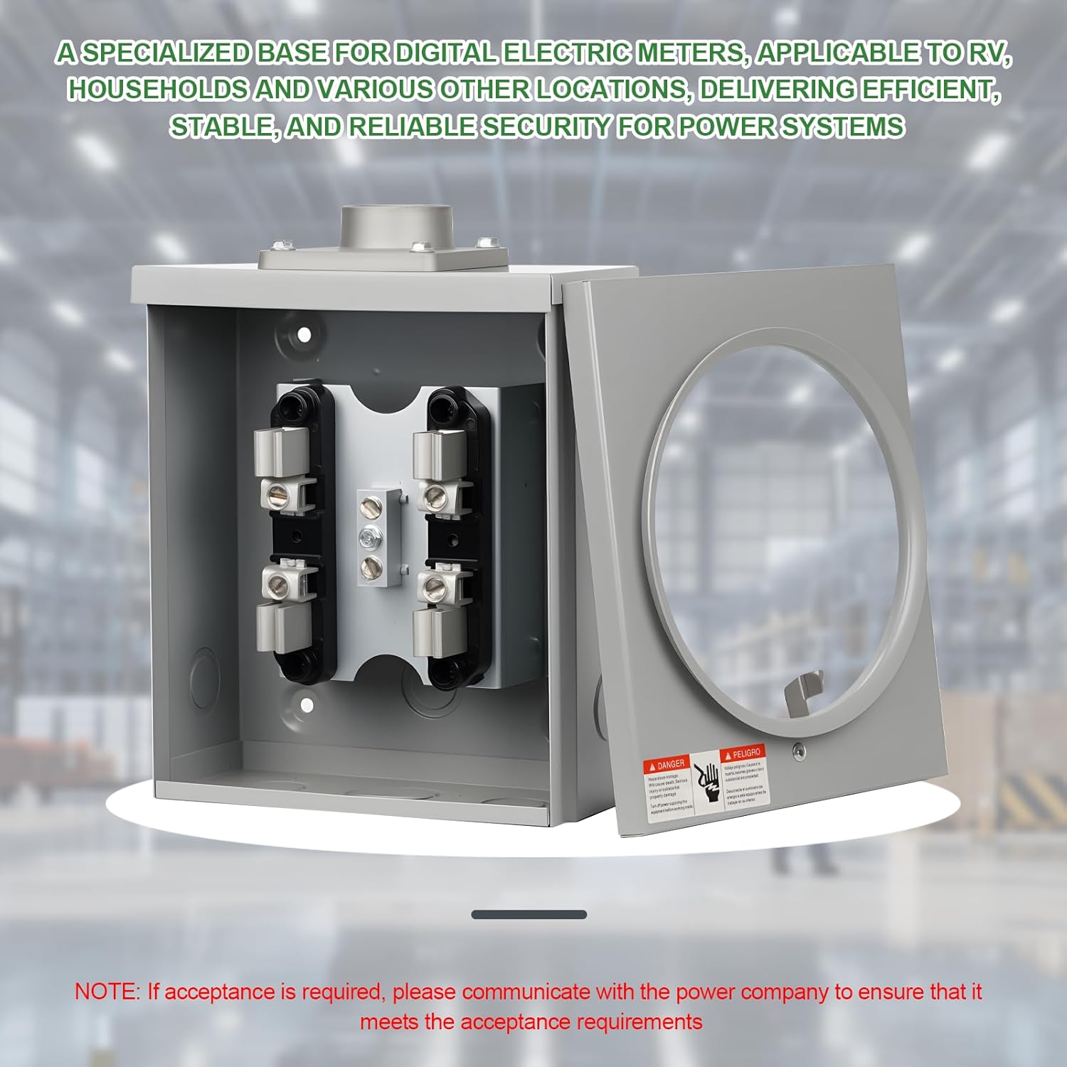 100 Amp Meter Socket,4 Jaw Meter Base Meter Socket, 600v 3 Wire Ringless Type with Horn Bypass Meter and Cover Plate, For Overhead ＆ Underground Feed ect.(square)