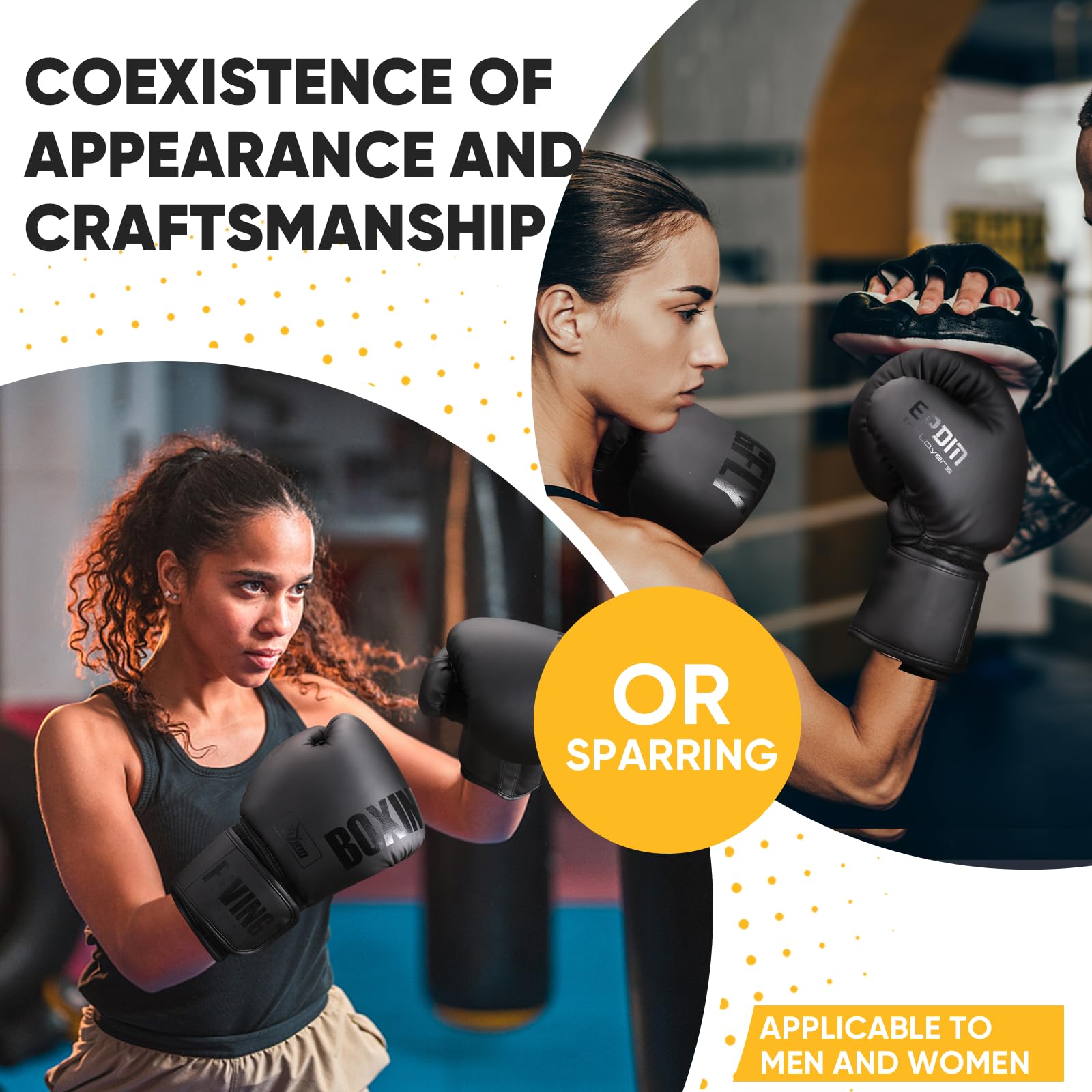 Boxhandschuhe für Damen und Herren, Boxing Training Gloves,geeignet für Boxen, Kickboxen, gemischte Kampfsportarten, Thai, MMA, Kampftraining