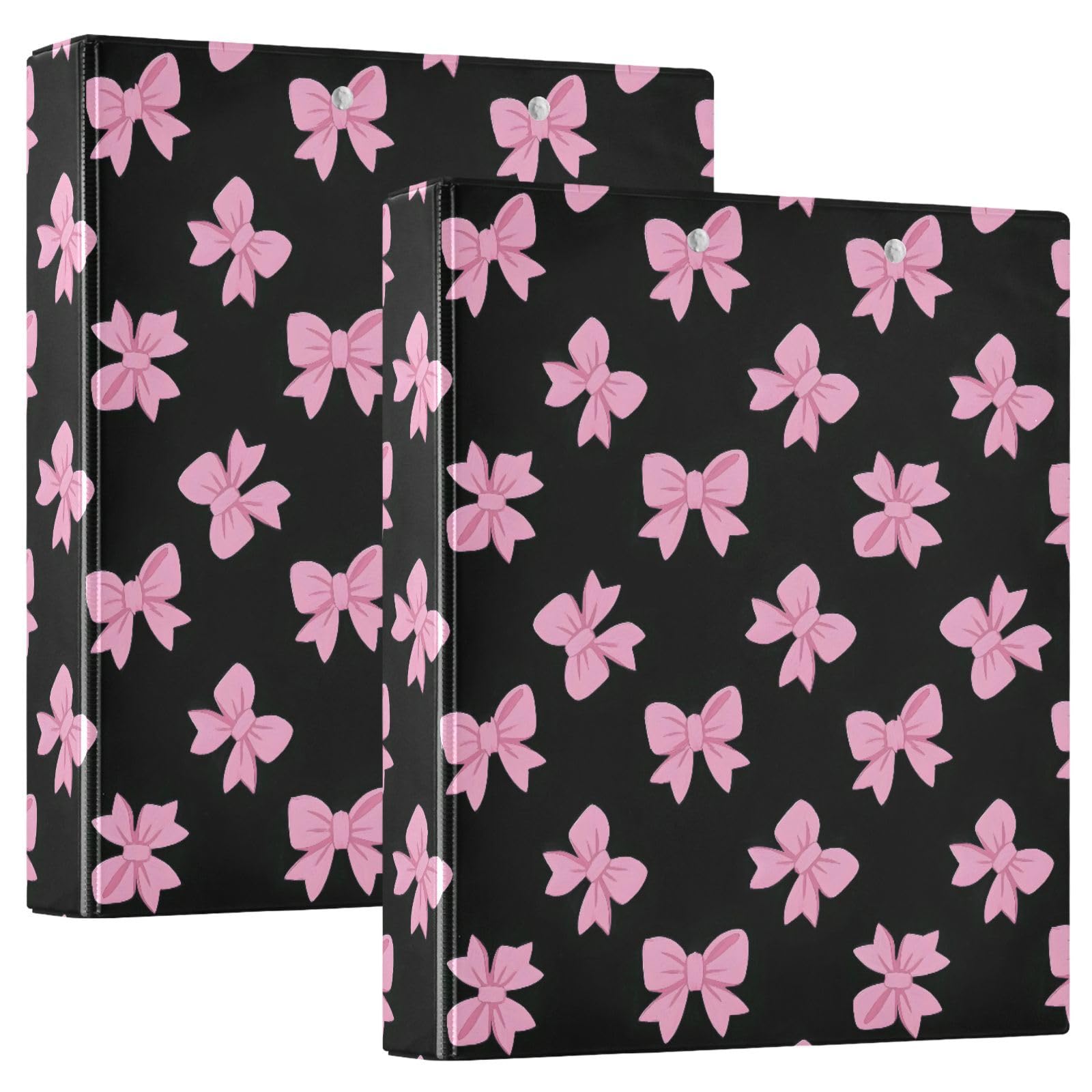 Cute Pink Bow Tie 3 D-Ring Binder A4 2 Pack with 200 Sheet for Kids School Supplies Women Men Office