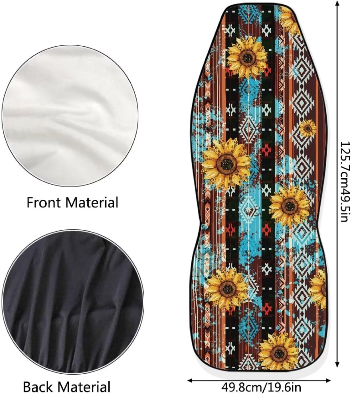 DISNIMO Navajo Aztec Sunflower Car Seat Covers for Men Women, 2 Piece High Back Bucket Vehicle Seat Protector Cover Universal Fit for SUV Sedan Van