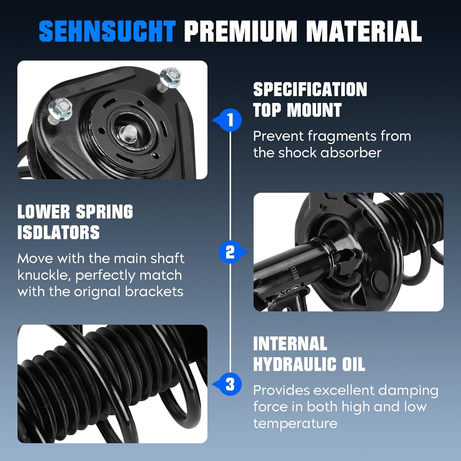 Front & Rear Strut Shock Absorber for Scion XB 2.4L FWD 2008 2009 2010 2011 2012 2013 2014 2015, Complete Front Struts w/Coil Spring Replace for 11421 11422 5687