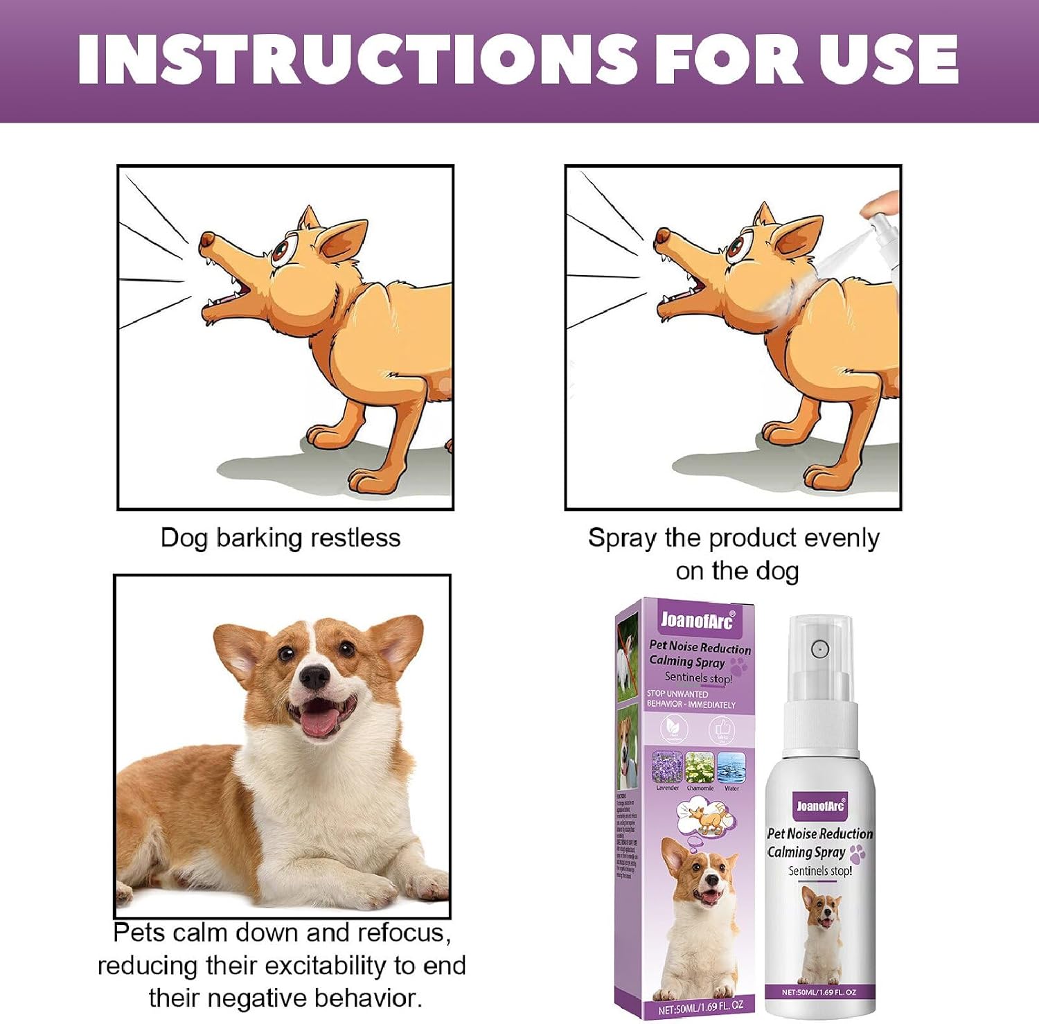 JoanofArc Dog Pheromone Calming Diffuser, Pet Calming Spray, Soothes Pets and Calms Emotions, Reducing Pet Barking Noise