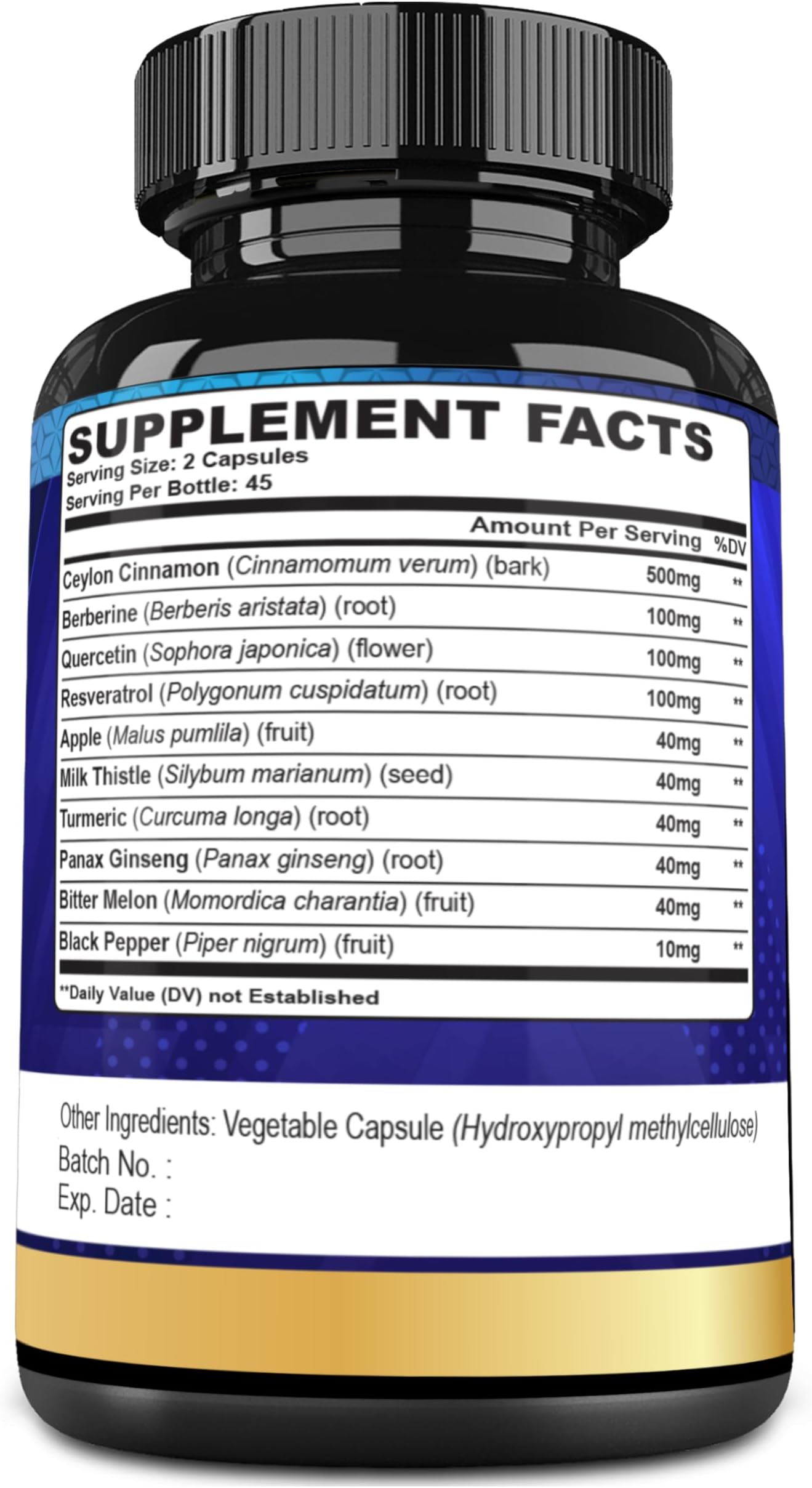 Cadane Ceylon Cinnamon, Berberine, Quercetin Supplement - Support Heart, Body, Digestive & Immunity - 10in1 with Milk Thistle, Turmeric, Apple & More - 90 Veggie Capsules
