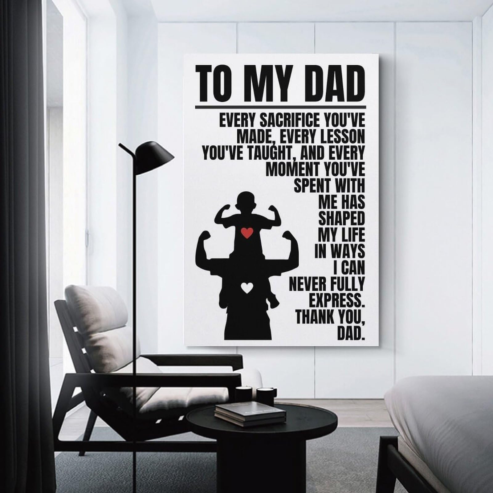 Junmoney To My Dad - Fathers Day Card Hanging Wall Art 20x30inch(50x75cm), for Study, Office Or Focused Interiors, Wall Art That Adds Style to Work Areas