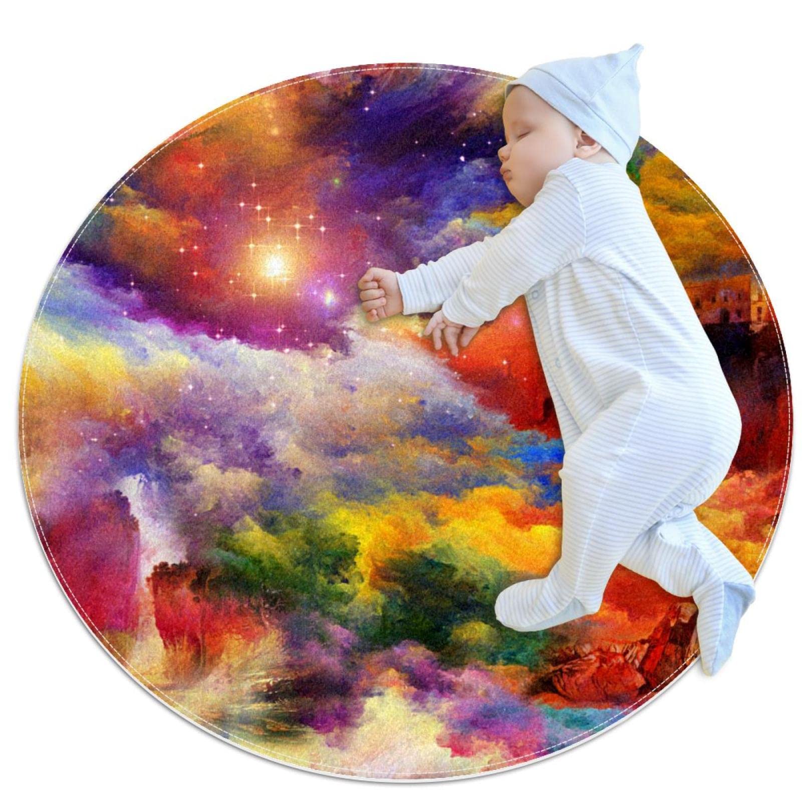 Tapis rond univers antidérapant et confortable pour salle de jeux