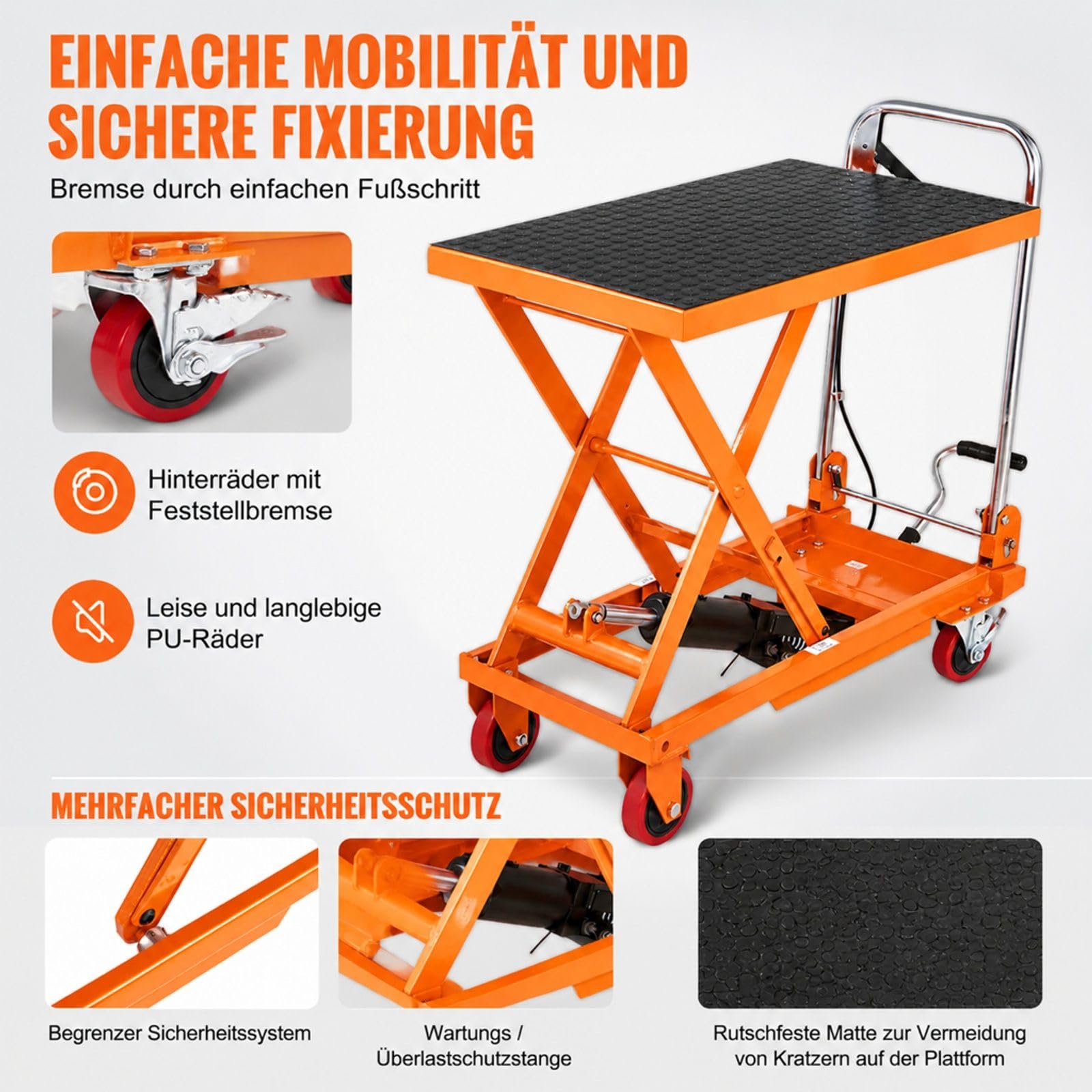 Hydraulischer Hubtischwagen mit manueller Einzelschere für Materialtransport