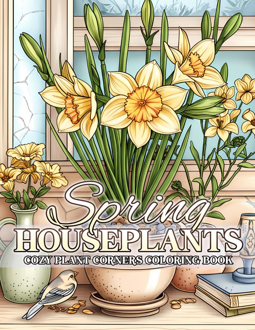 Spring Houseplants Coloring Book: Cozy Botanical Illustrations of Indoor Greenery Coloring Pages for Adults & Teens Relaxation Stress Relief and Creative Calm