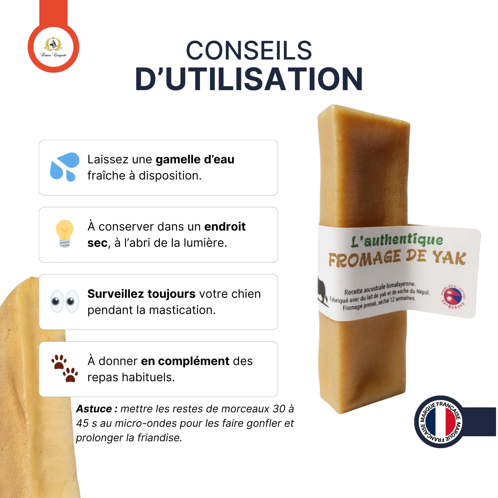 Fromage de Yak M 60g-90g pour Chien Moins de 20kg – friandise 100% Naturelle à mâcher – fabriqué au népal – Riche en protéines – hygiène bucco-Dentaire – Longue durée – france croquettes