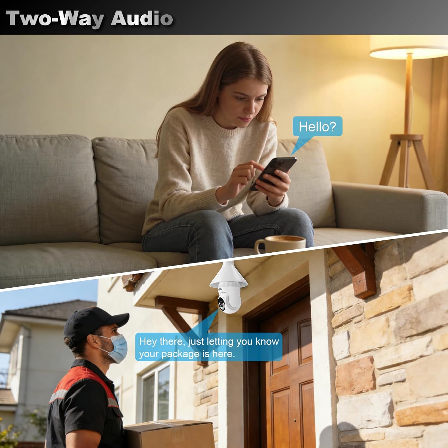 3MP Security Light Bulb Camera - 5G&2.4GHz 2K HD Outdoor Light Socket Camera with LED Bulb, 355° Lightbulb Camera with Motion Detection, Siren Alarm, Two-Way Talk, Night Vision(E26 Base)