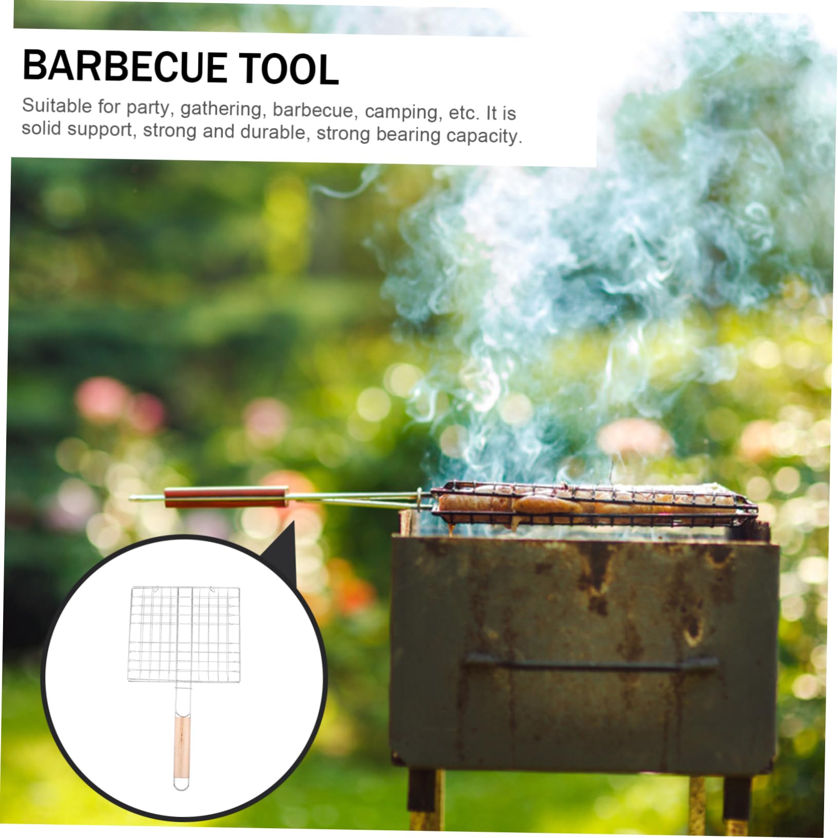 SUPVOX Outdoor Barbecue Net Tool Folding Portable Grill BBQ Net Tube Grill Basket Barbecue Clip for Steak Fish