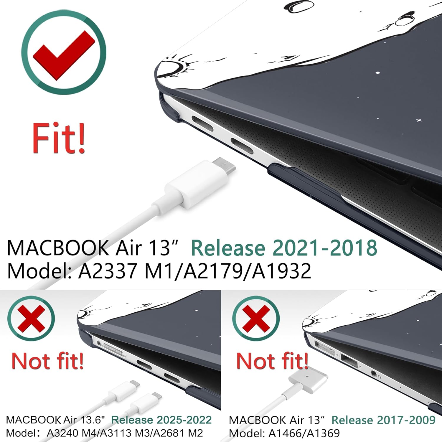 DONGKE Compatible with MacBook Air 13 inch Case 2021 2020 2019 2018 Release A2337 M1 A2179 A1932 with Retina Display & Touch ID, Plastic Hard Shell & Keyboard Cover - Astronaut - Image 3