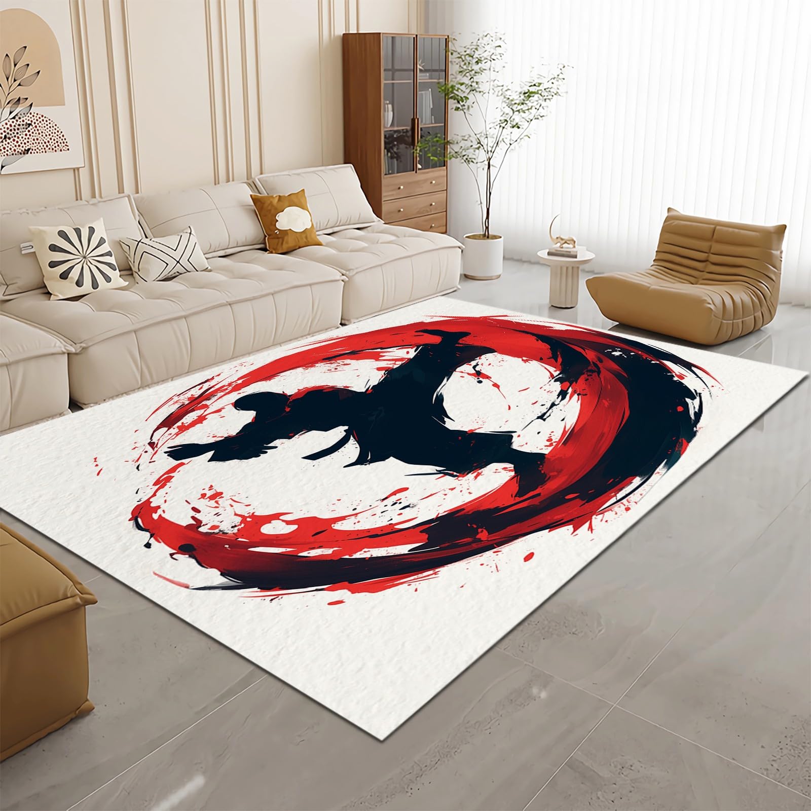 Amazon.com: Modern Japanese Samurai White Area Rug 3 x 5 ft
