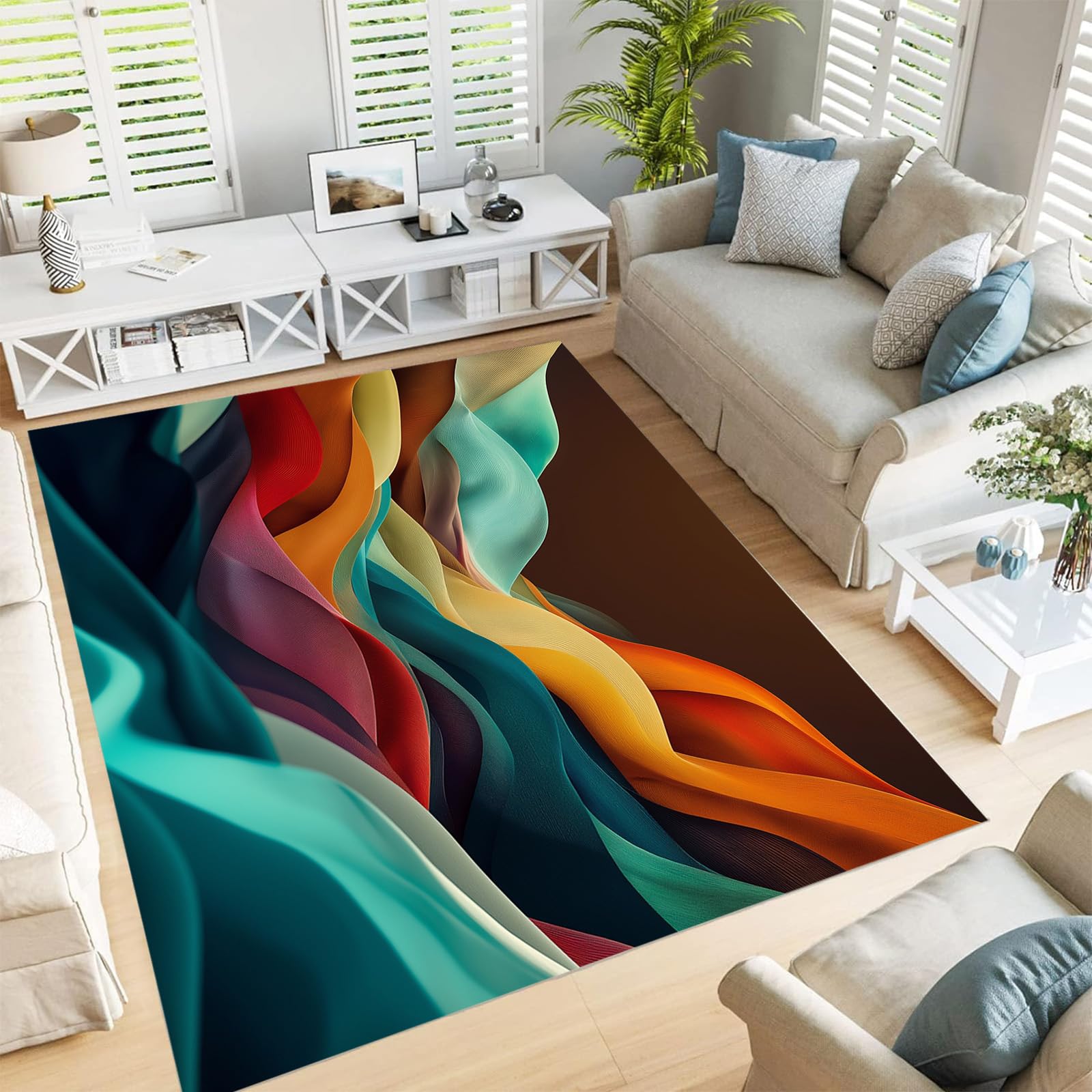 Tapis lavable bleu 200x300cm avec dossier antidérapant