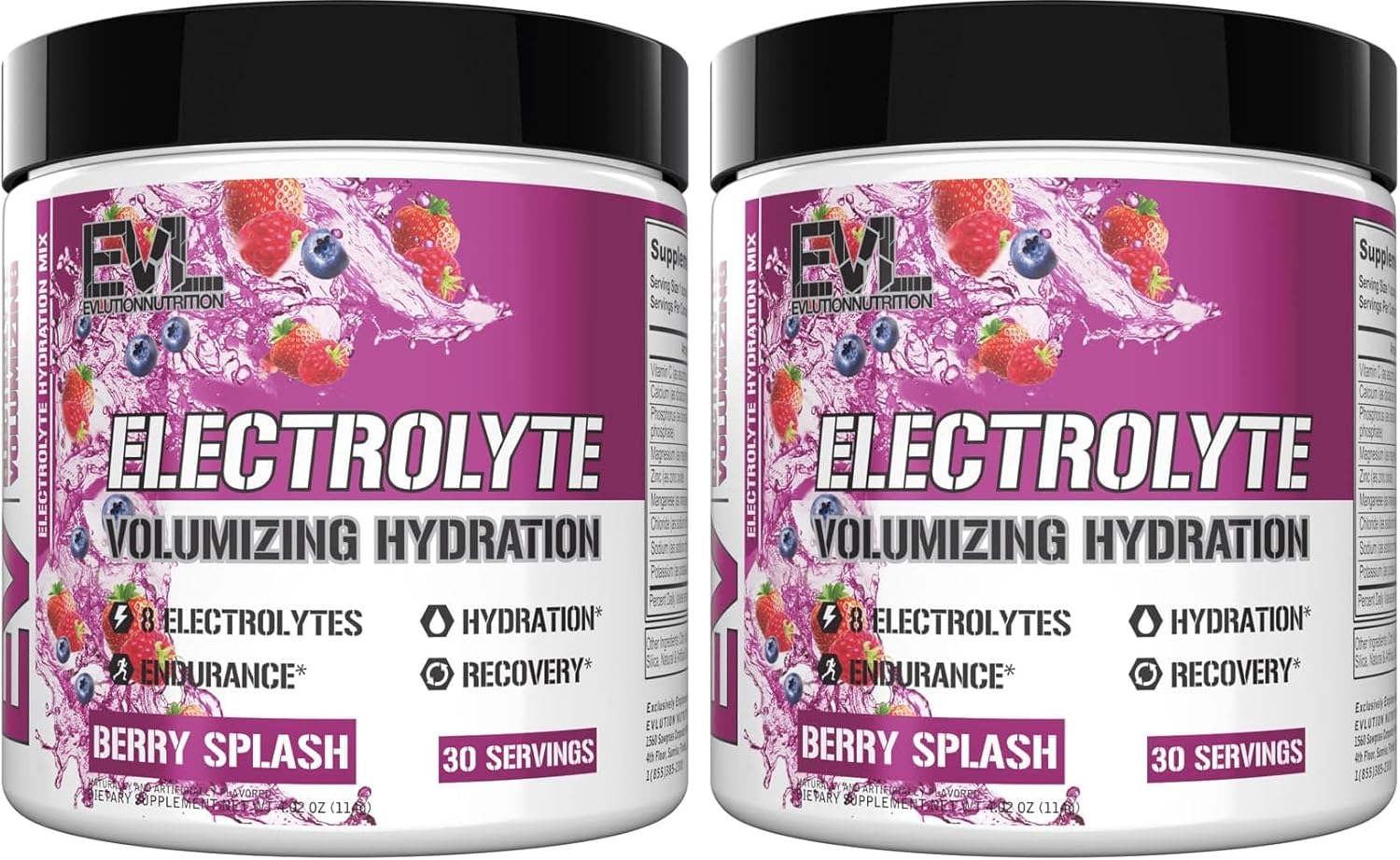 Ultimate Electrolytes Powder Hydration Drink - Quick Replenishing Hydration Powder Drink Mix with 8 Key Electrolytes and Antioxidants - Vegan Gluten Free Keto Friendly Blend (Berry Splash) (Pack of 2)