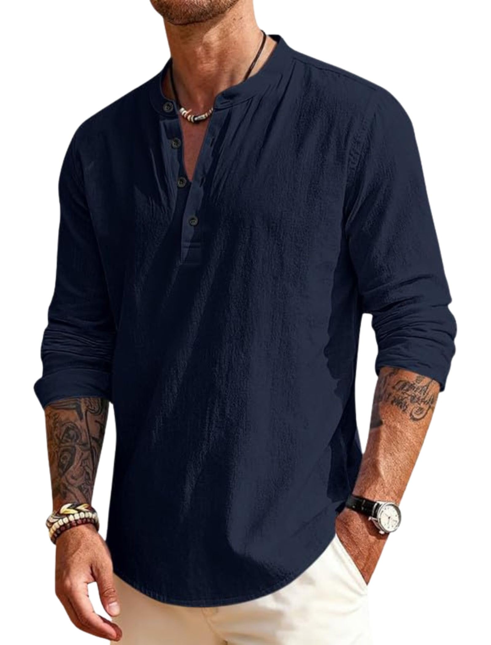 Combo of Men Textured Popcorn Fabric Short Kurta Full Sleeve Henley Neck Casual Regular Fit Ethnic Kurta for Men Pack of 2-picture-11