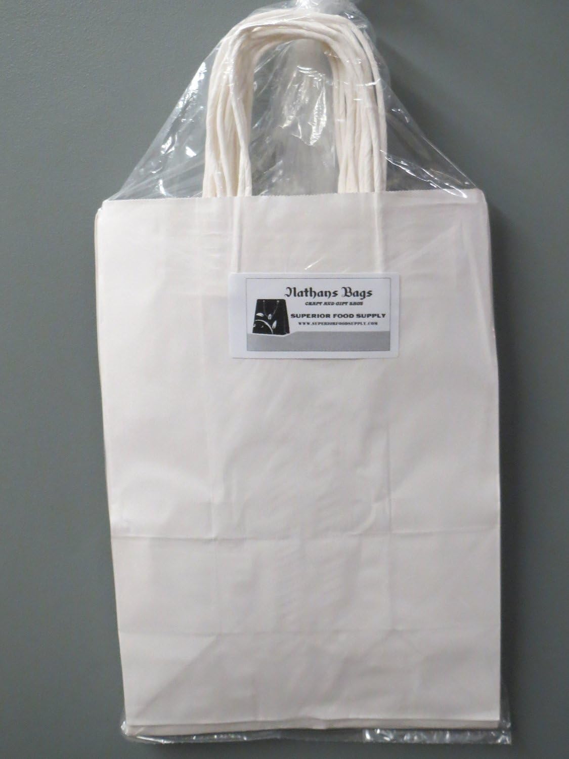 Jumbo White Paper Bag with Handle 13x7x 17 .- 12 Per Pack