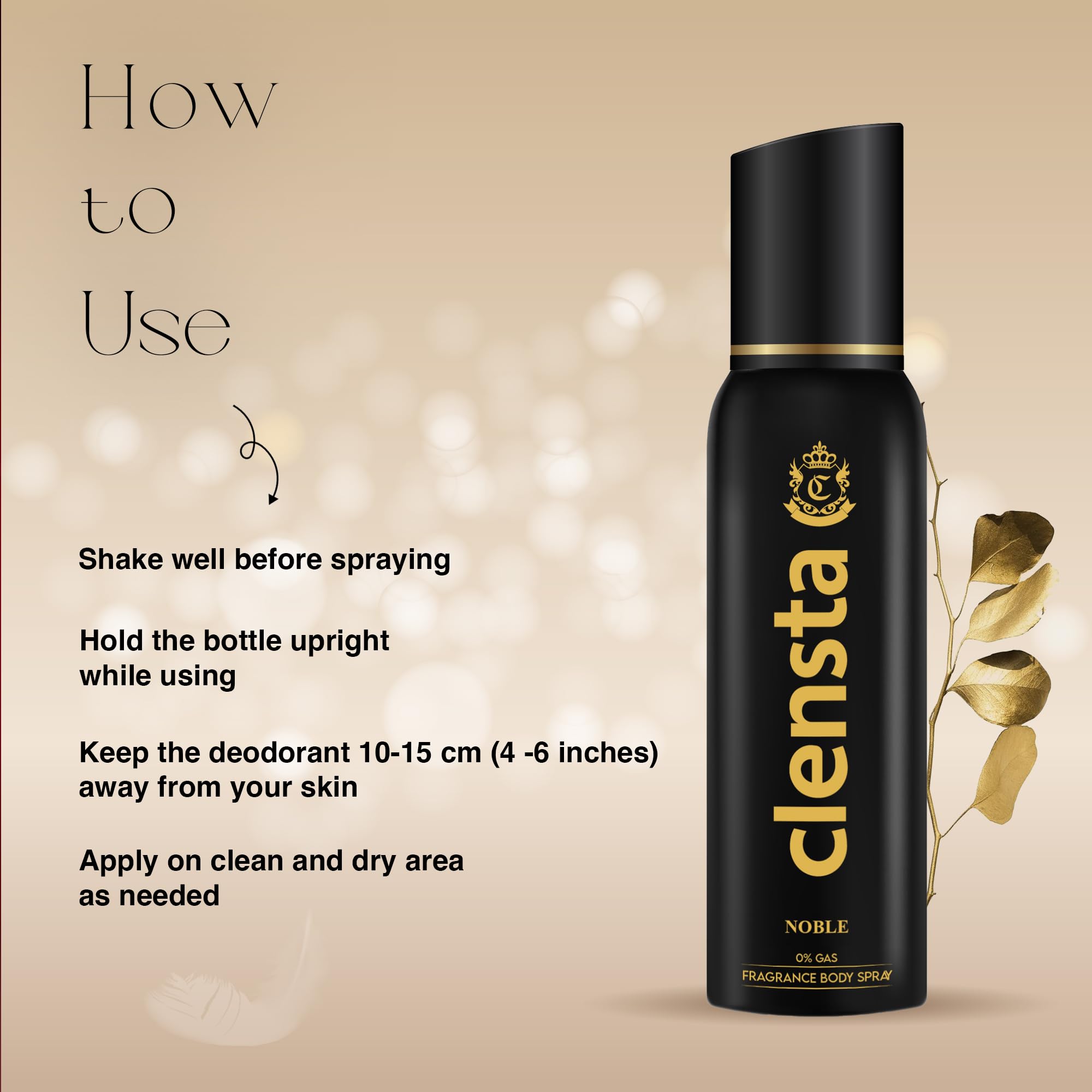 Clensta Noble 0% No Gas Deodorant for Men 150ml Body Spray Long Lasting | No Gas Deo for Men 2