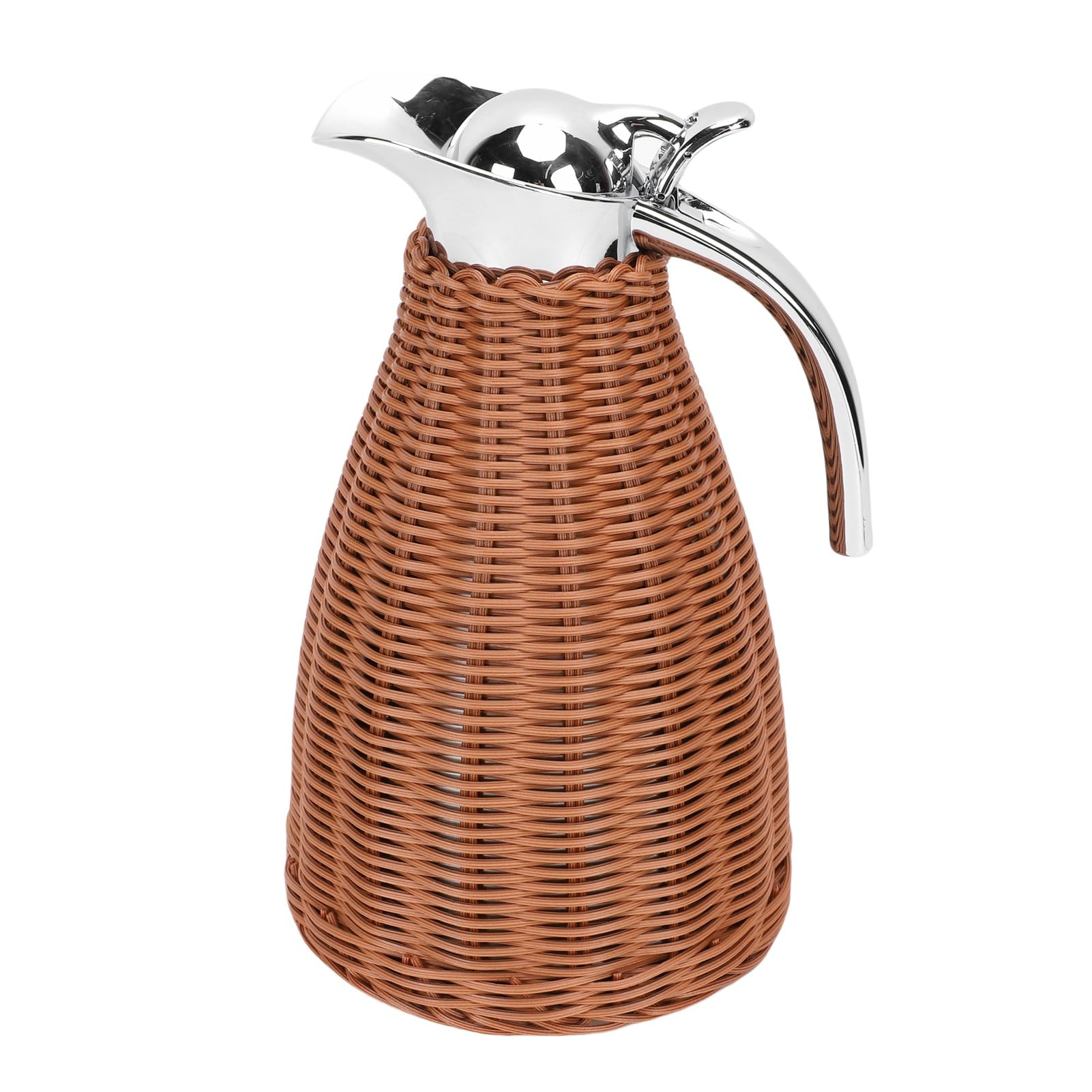 Caraffa Termica per caffè in Acciaio Inossidabile da 1,5 L, Caraffa Isolata Intrecciata a Mano, a 3 Pareti con Corpo in Rattan Intrecciato, Ideale per Uso Domestico e in Ufficio, Caldo 12