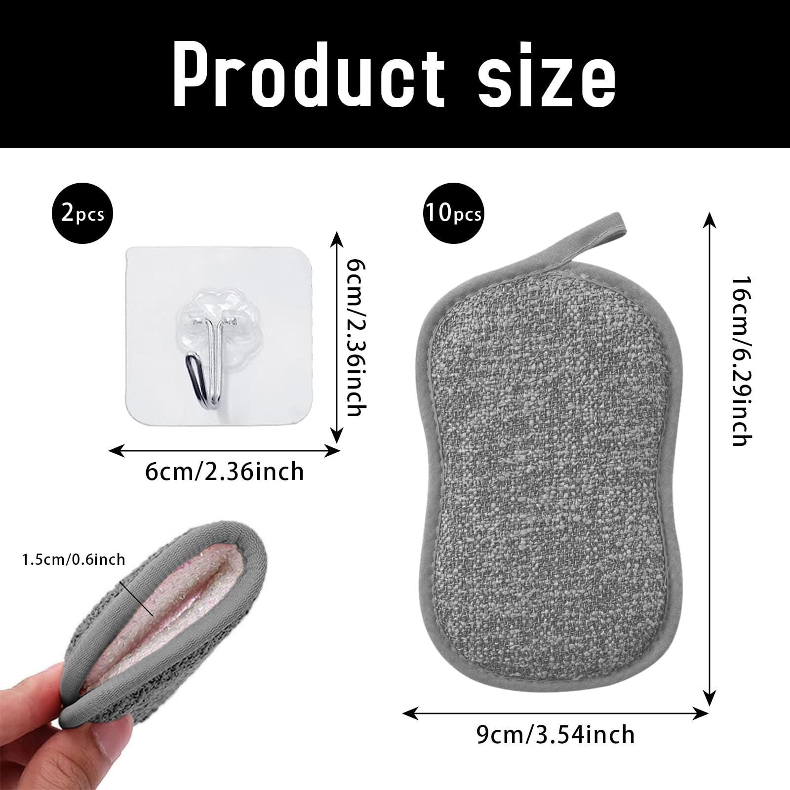 Lot De 10 Éponges Réutilisables Mis.Moon - Double Face Microfibre Et Nettoyante - Pour Vaisselle, Cuisine, Salle De Bain