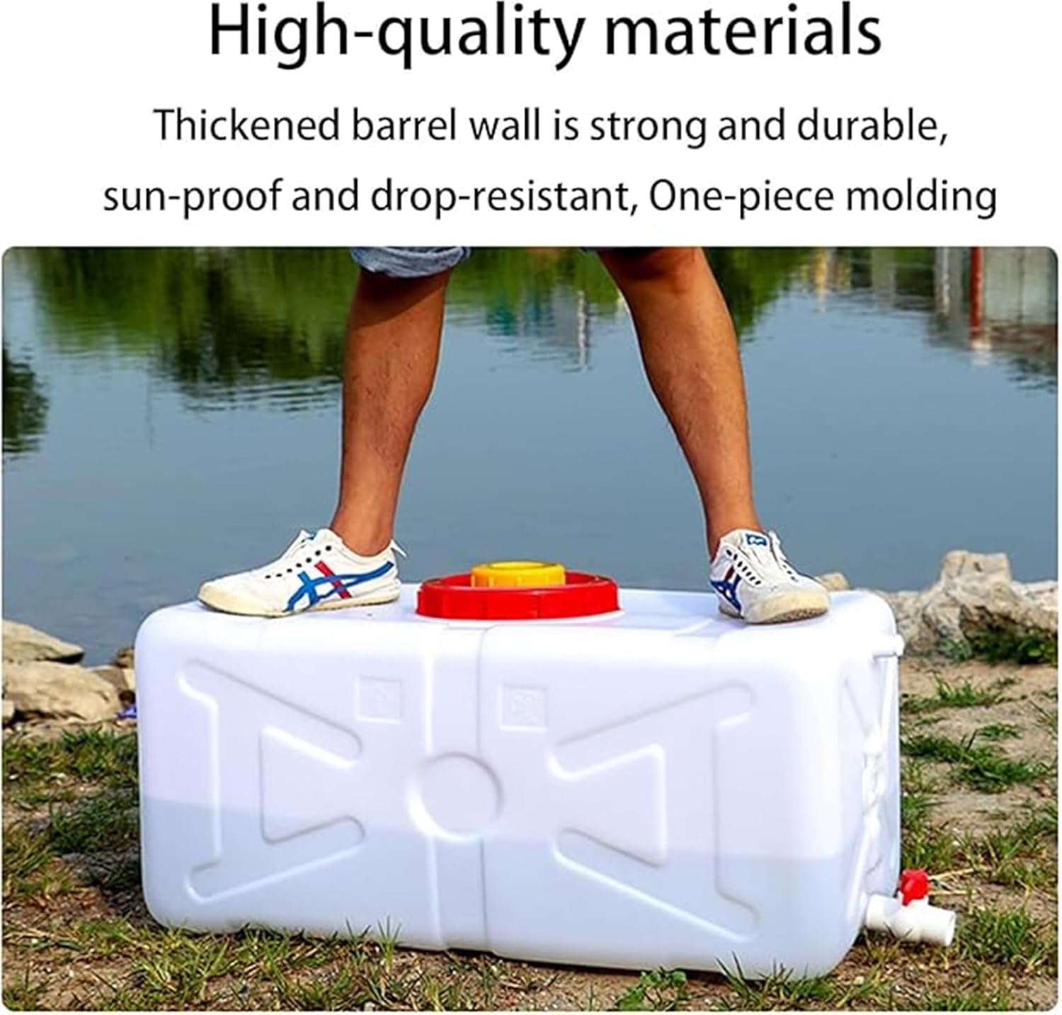 Outdoor Water Tank Thick Plastic Container, Multifunctional 50L/110L/200L/340L Storage, Horizontal Square