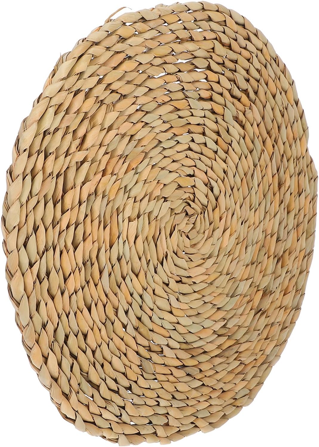 SECFOU Woven Round Yoga Floor Pillow 40x40cm Straw Cushion Pad Natural Indoor Meditation Seat Cushion for Living Room, Bay Window, and Garden Chairs