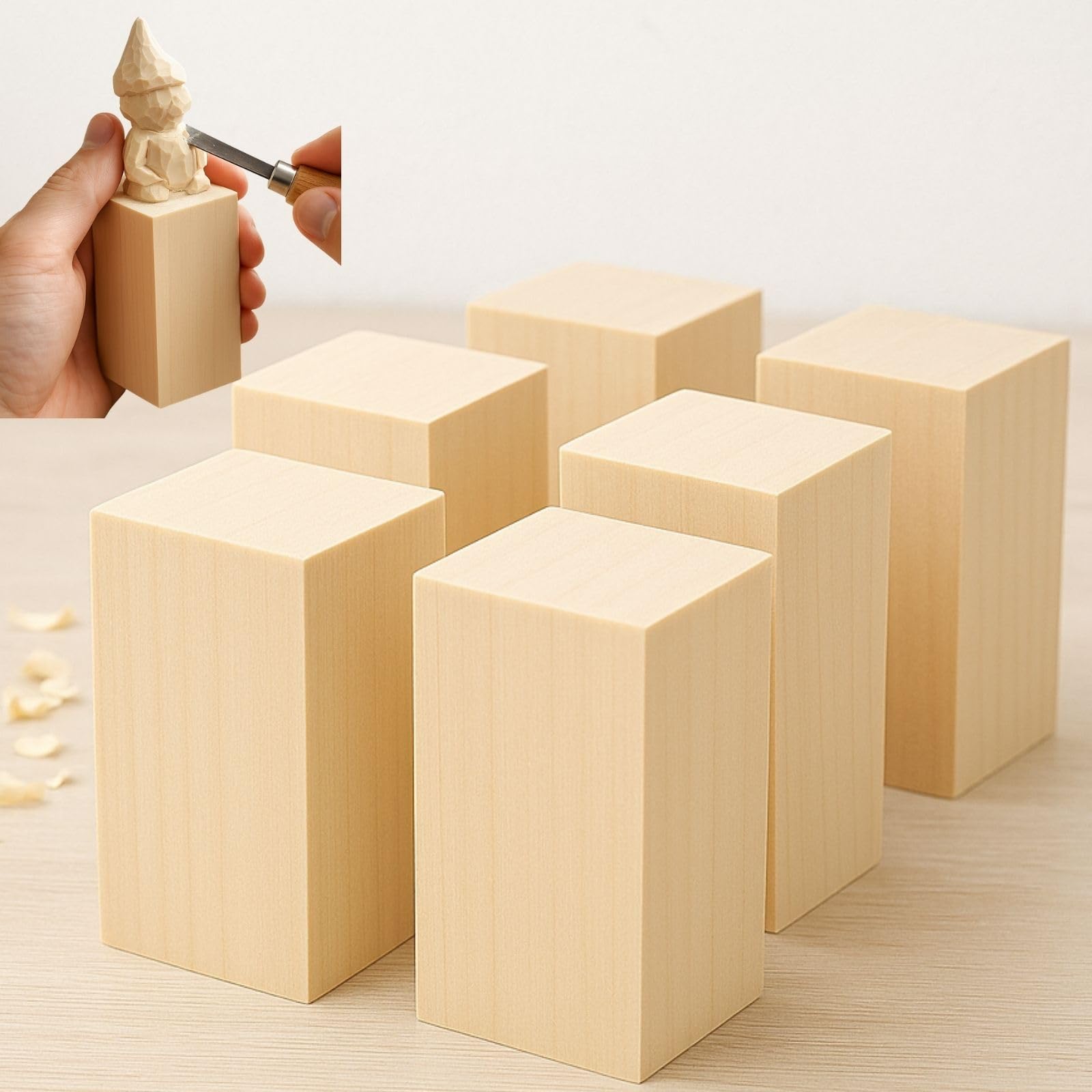 Amazon.co.jp: Leap Raupe 彫刻用 木材 角材 6本セット バスウッド