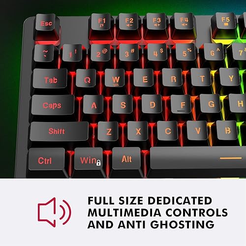 Miniatura 7 de NPET K10 USB - Teclado flotante alámbrico para juegos silencioso ergonómico resistente al agua tacto mecánico ultradelgado con retroiluminación LED