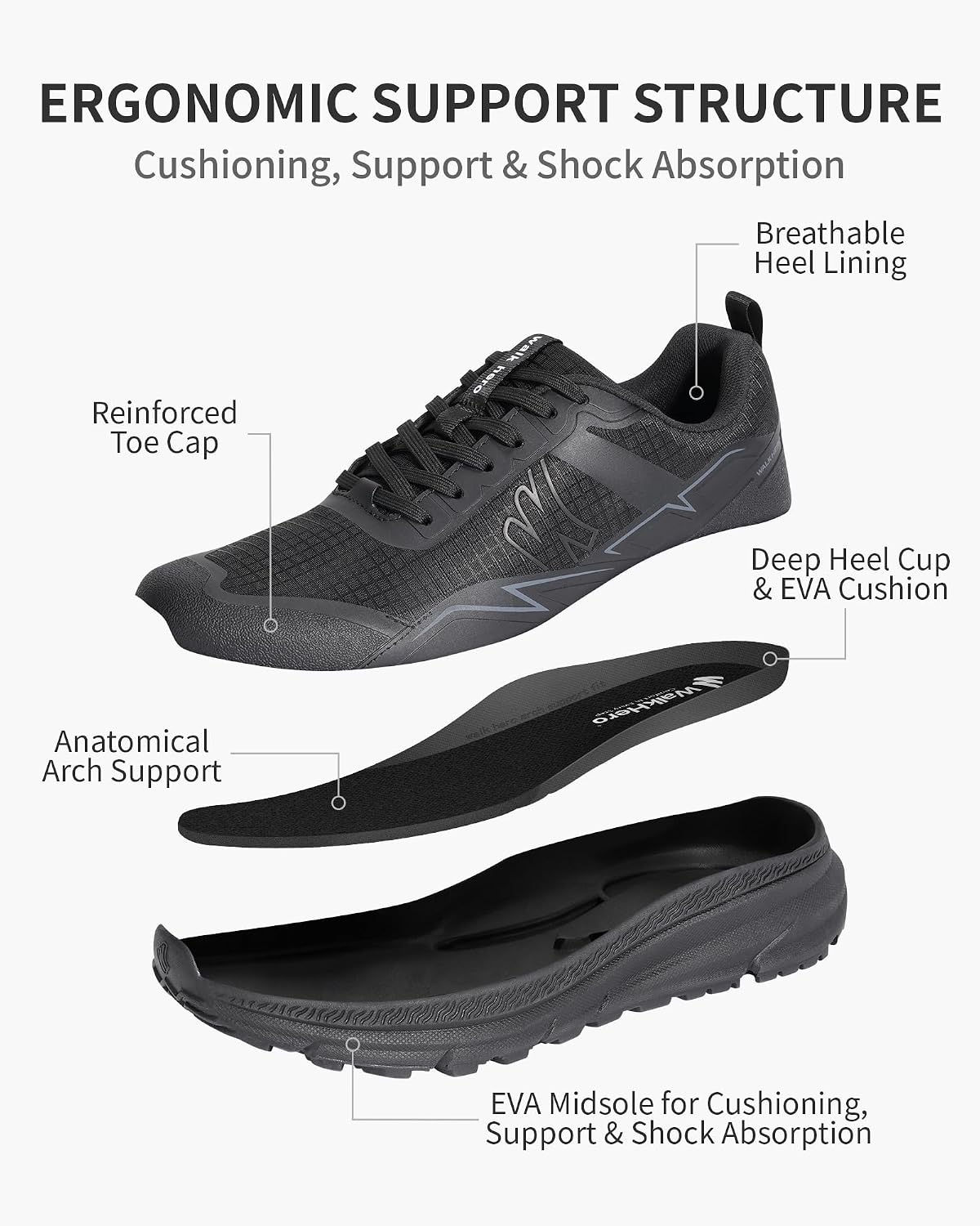 Walking Shoes for Men, Orthopedic Mens Walking Shoes with Arch Support