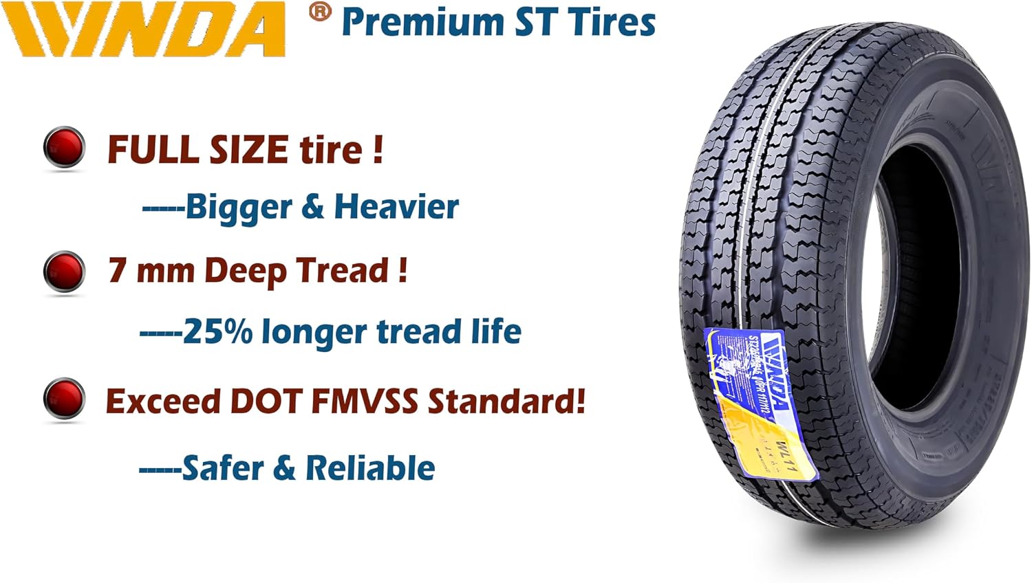 LIBRA TRAILER PARTS WINDA Trailer Tires ST 235/80R16 / 10PR Load Range E Steel Belted Radial w/Scuff Guard Set 4 …