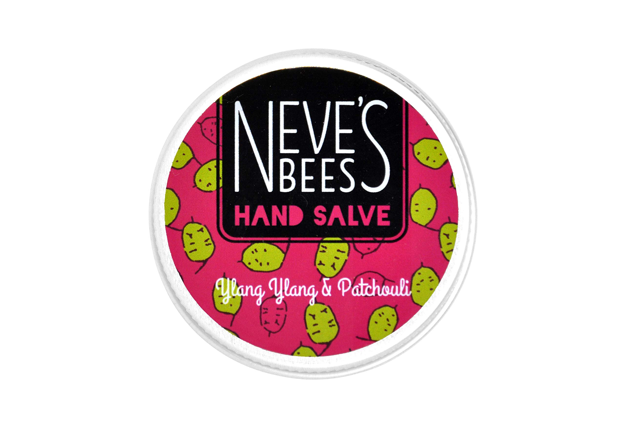 Neve's BeesYlang Ylang and Patchoulli Hand Salve - 100% Natural Ingredients and Oxfordshire Beeswax - 30ml Tin - see pic for size