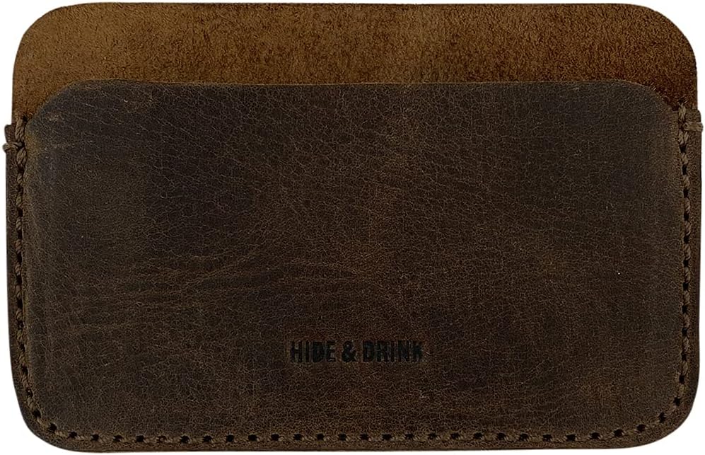 Hide & Drink, Formal Card Holder, Rectangular Card Case, Travel Accessory, Full Grain Leather, Handmade, Bourbon Brown