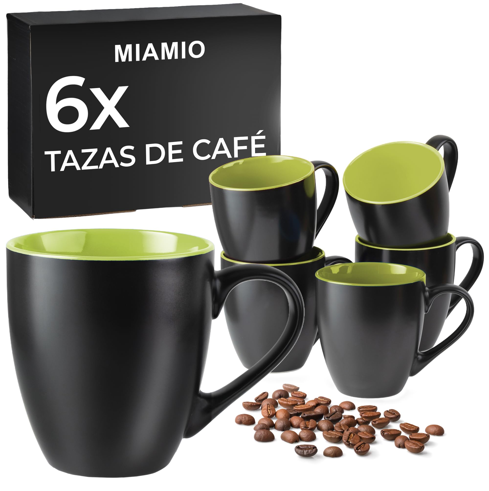 MIAMIO - 6 x 500ml Juego De Cuencos/Tazones Exterior Negro Interior De Color - Le Papillon Colección (Multicolor) — view 24