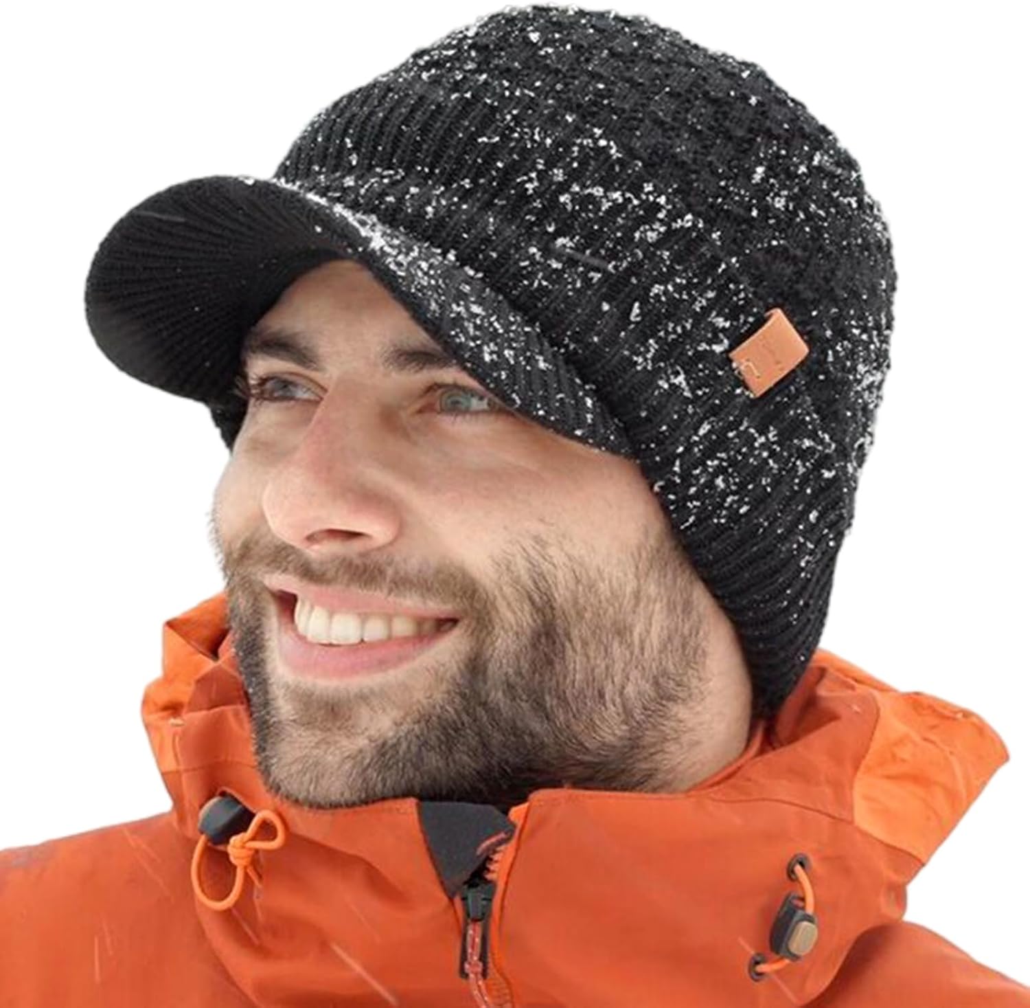 Waterproof 80% Merino Wool Beanie with Brim – Fleece-Lined Ski Hat